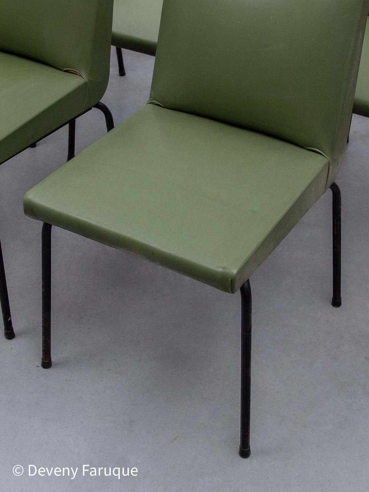photo for sale Set Of Five Dining Room Chairs Designed By Pierre Guariche For Meurop, Belgium