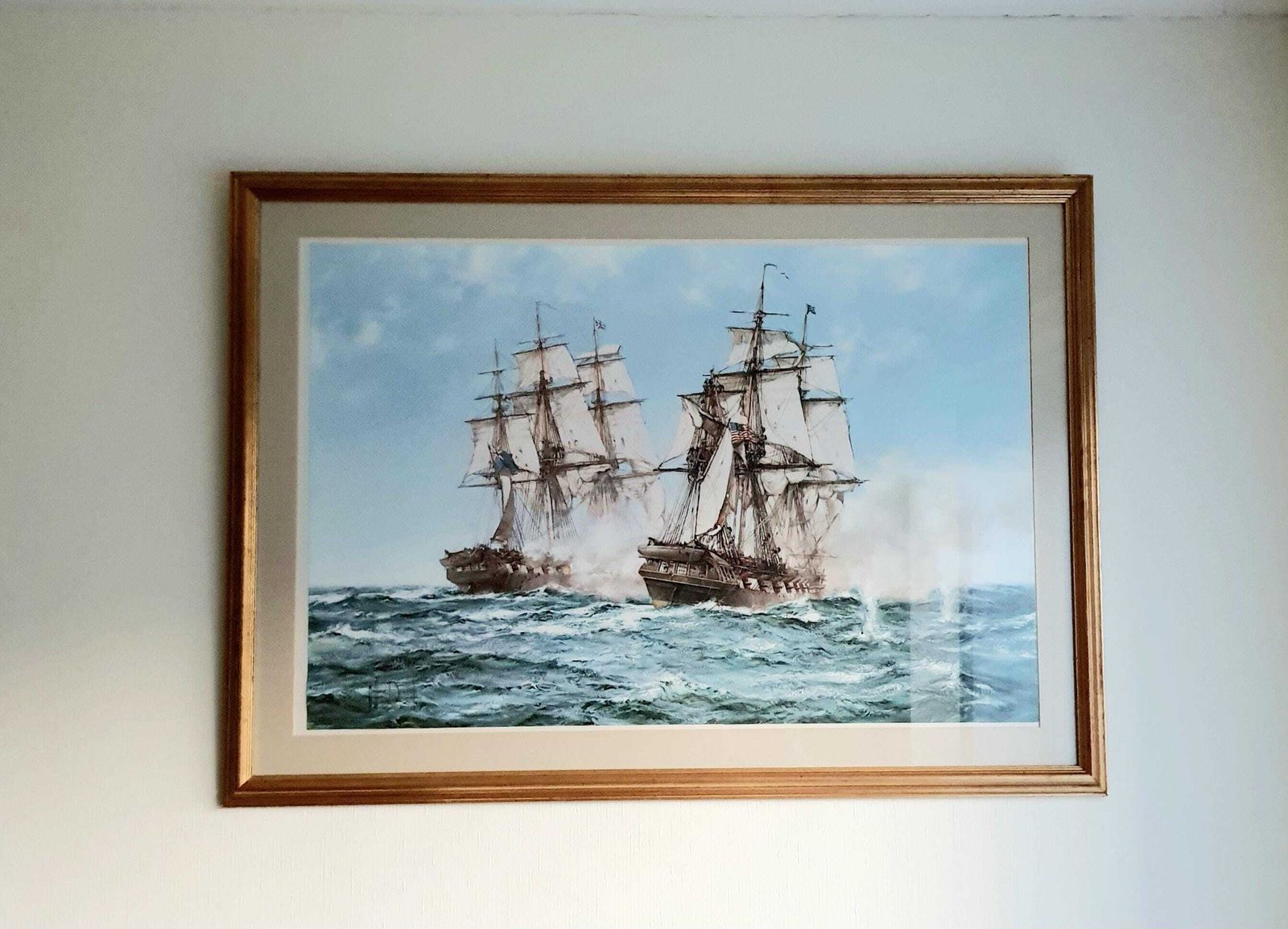 Very Large Vintage Nautical Print By Montagu Dawson Depicting Tall Ships