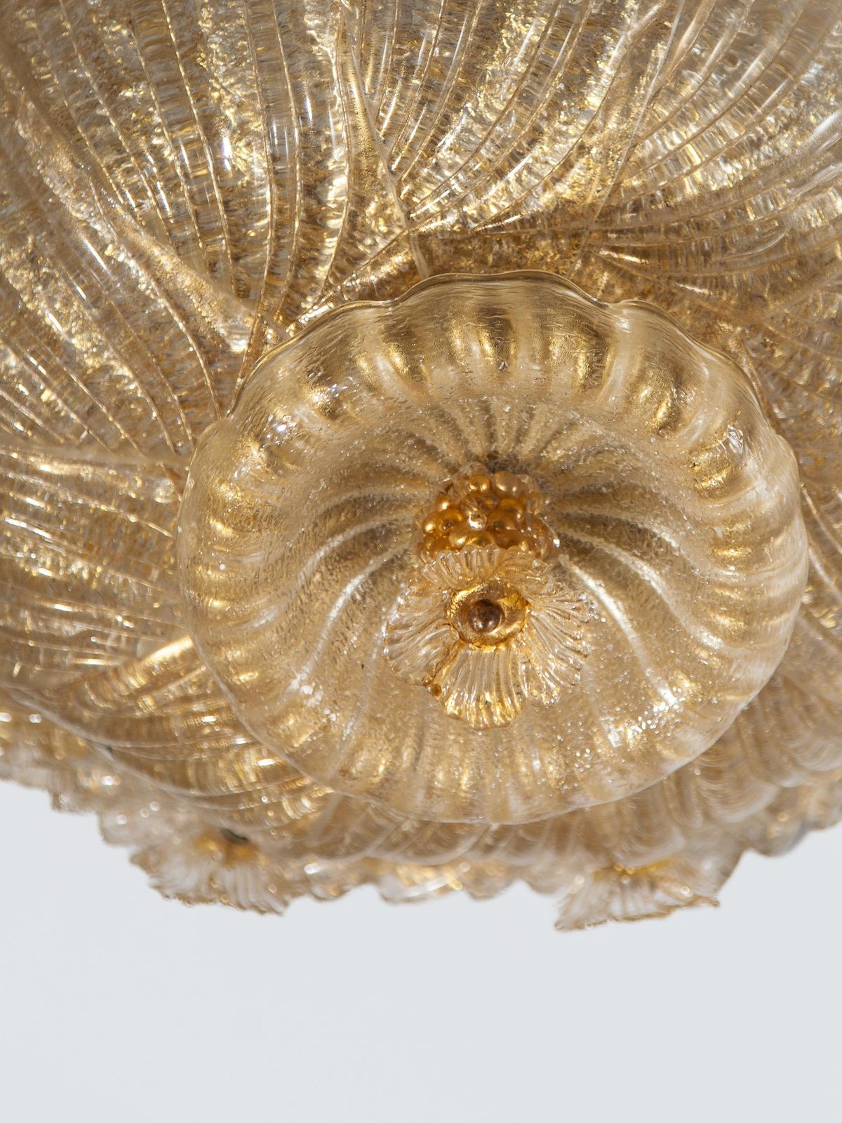 Large Barovier & Toso Flower Gilt Art Glass Murano Flush Mount photo 6261.0