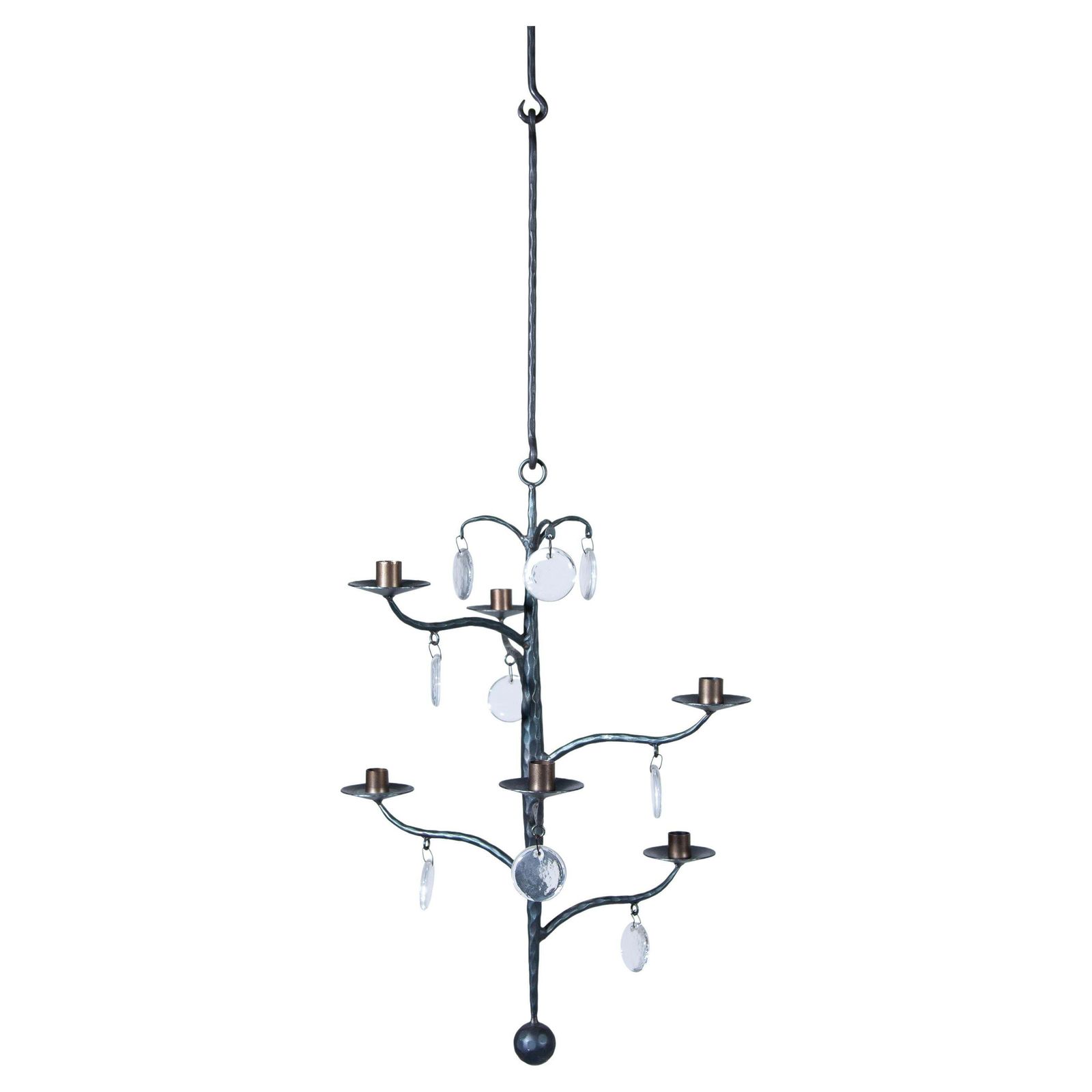 Elegant Candle Chandelier Hand Forged With 6 Arms Candles And Glass, Sweden photo furniture