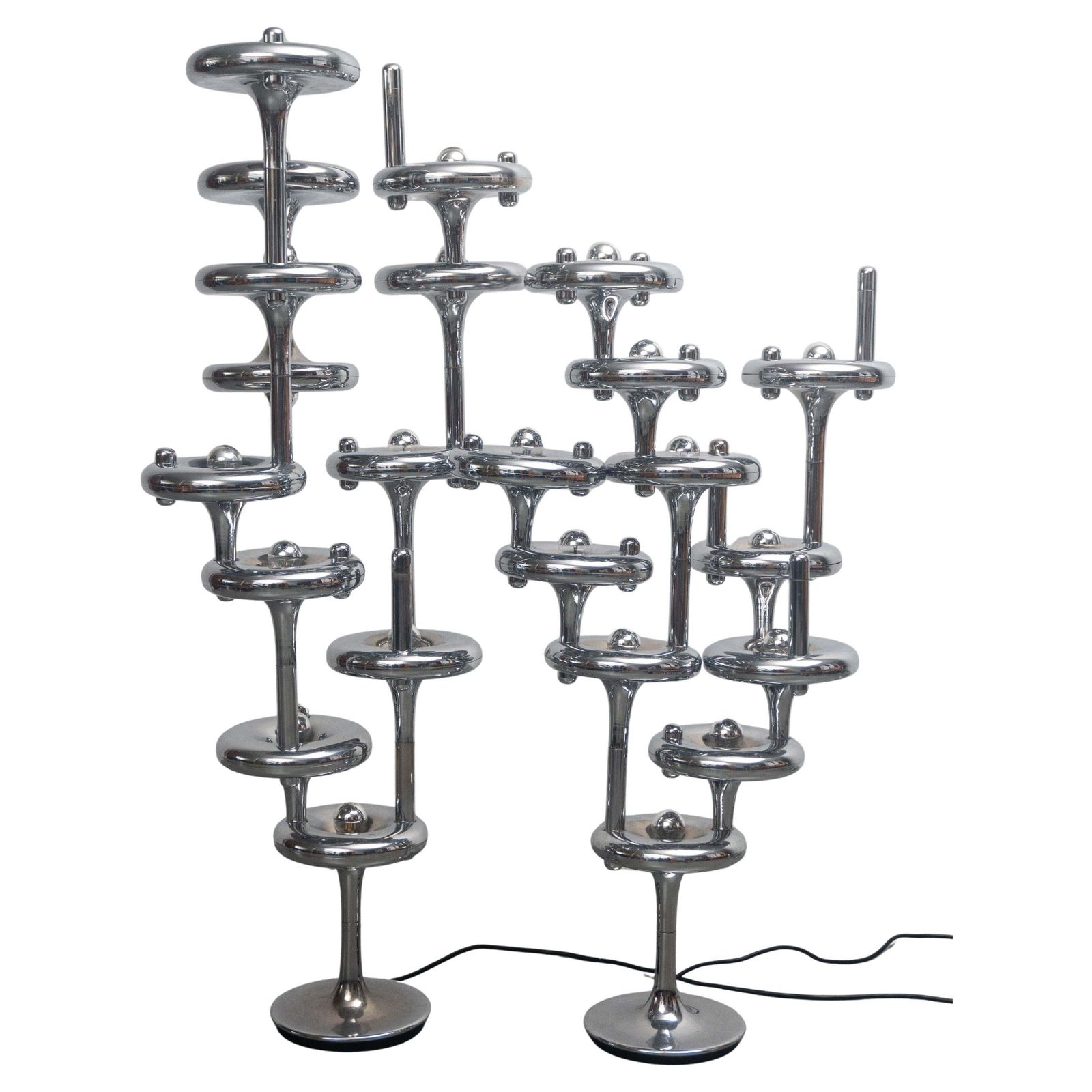 Sculpture Set Of Two Modular Nagel 1960s Space Age Floor Lamps, Made In Germany