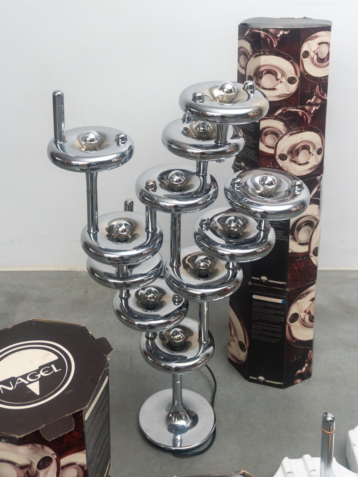 Sculpture Set Of Two Modular Nagel 1960s Space Age Floor Lamps, Made In Germany photo vinterior