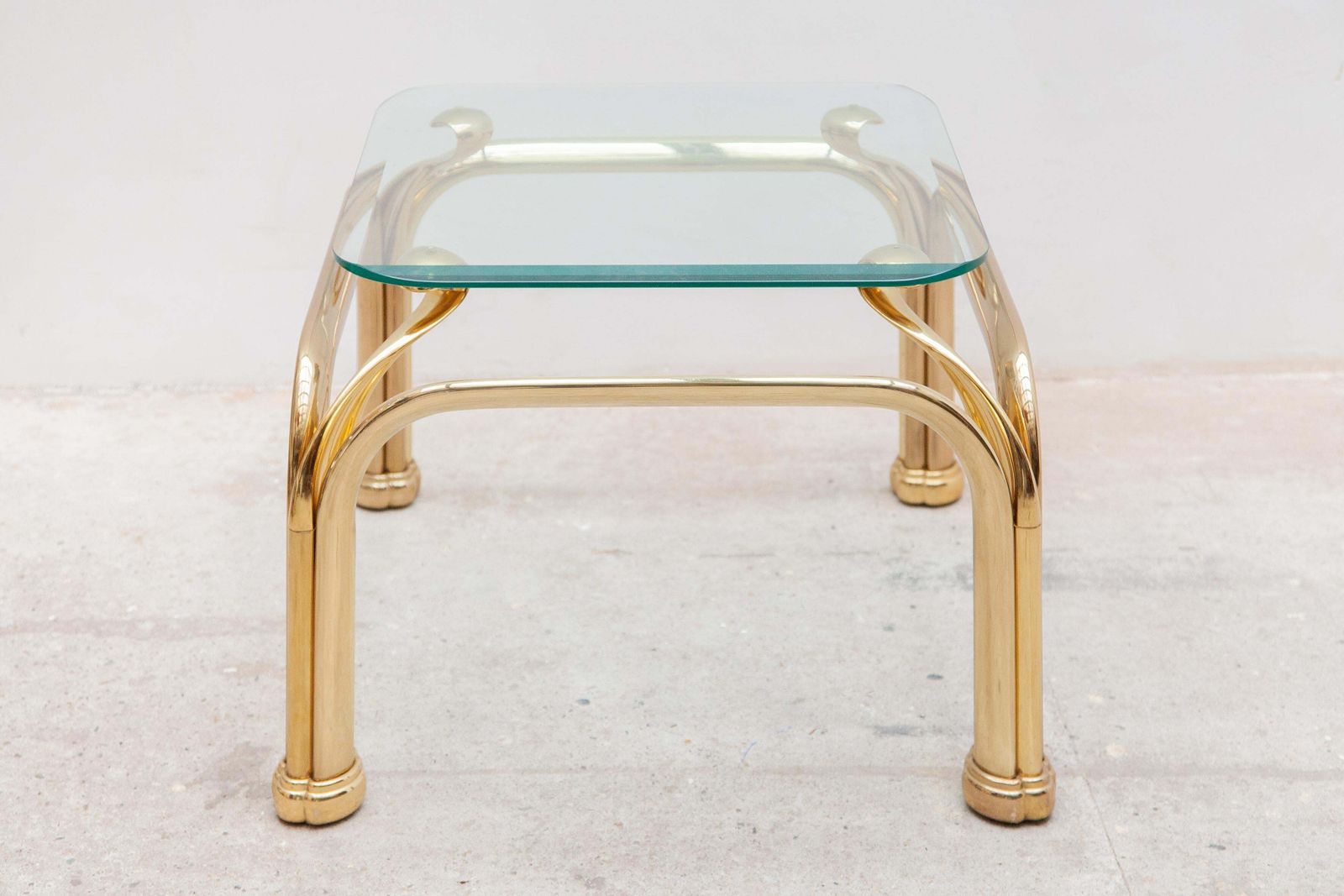 Set Of Two Brass Side Tables With Abstract Swan Neck photo Furniture