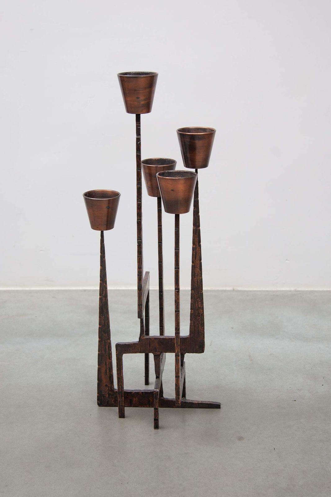 Brutalist Candelabra, Sculpture In Wrought Iron, 1970s, France photo for sale