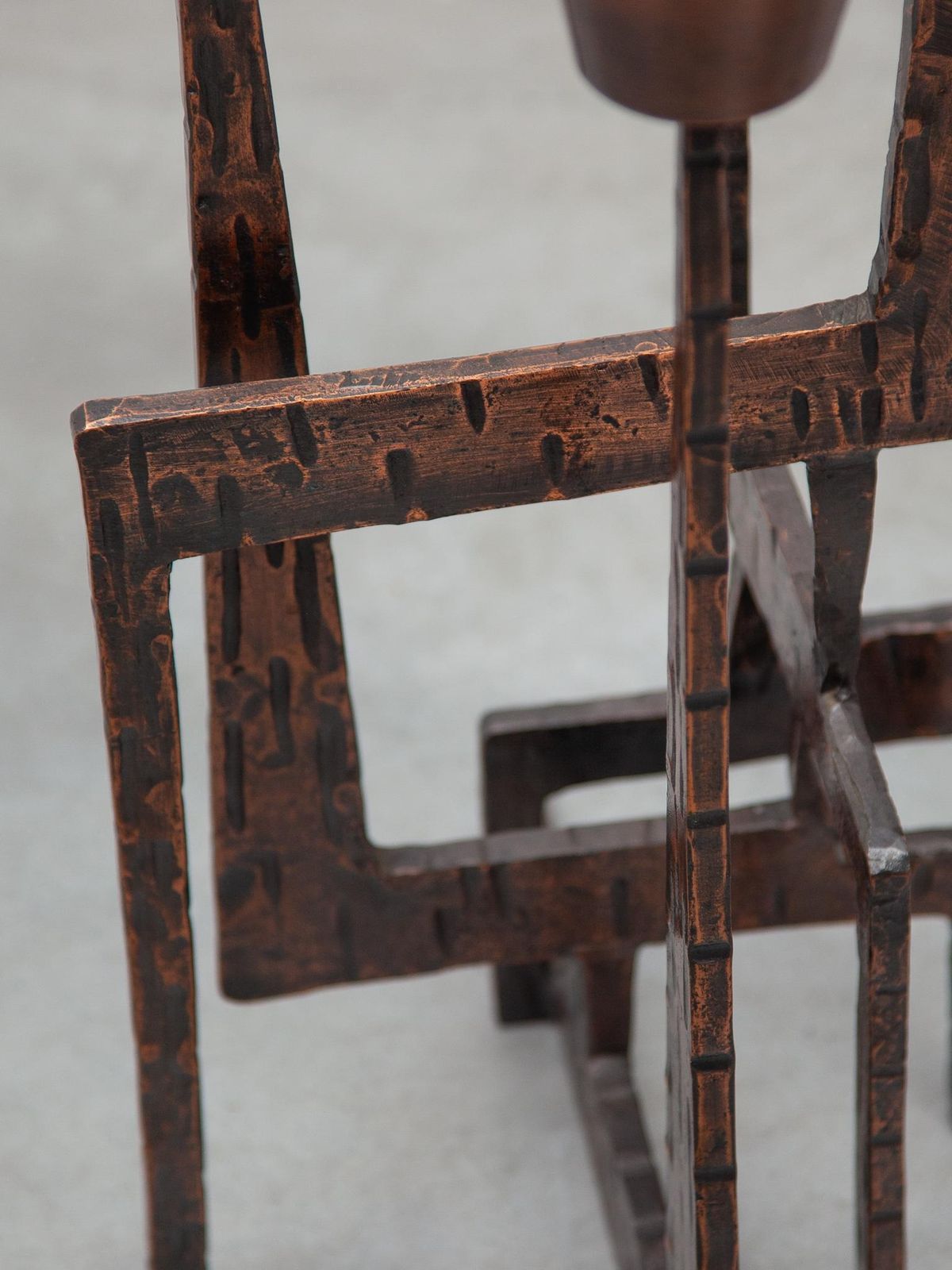 photo vinterior Brutalist Candelabra, Sculpture In Wrought Iron, 1970s, France