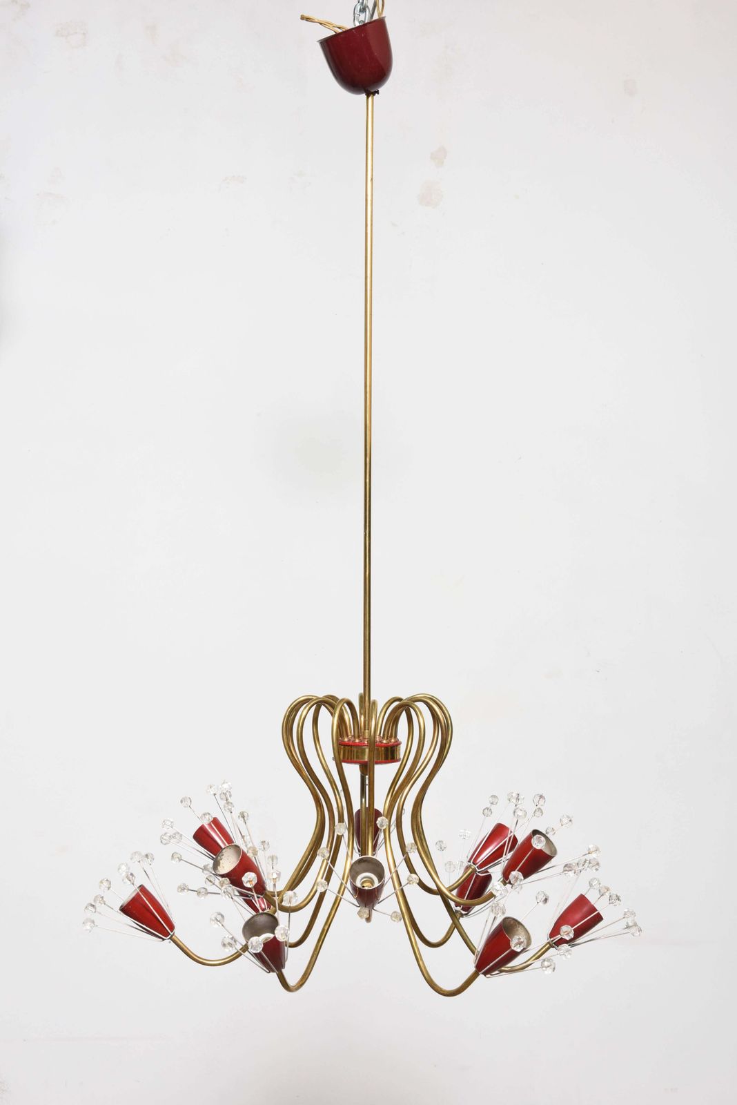 Emil Stejnar Twelve Arms Brass And Crystal, 1950s Pendant photo furniture