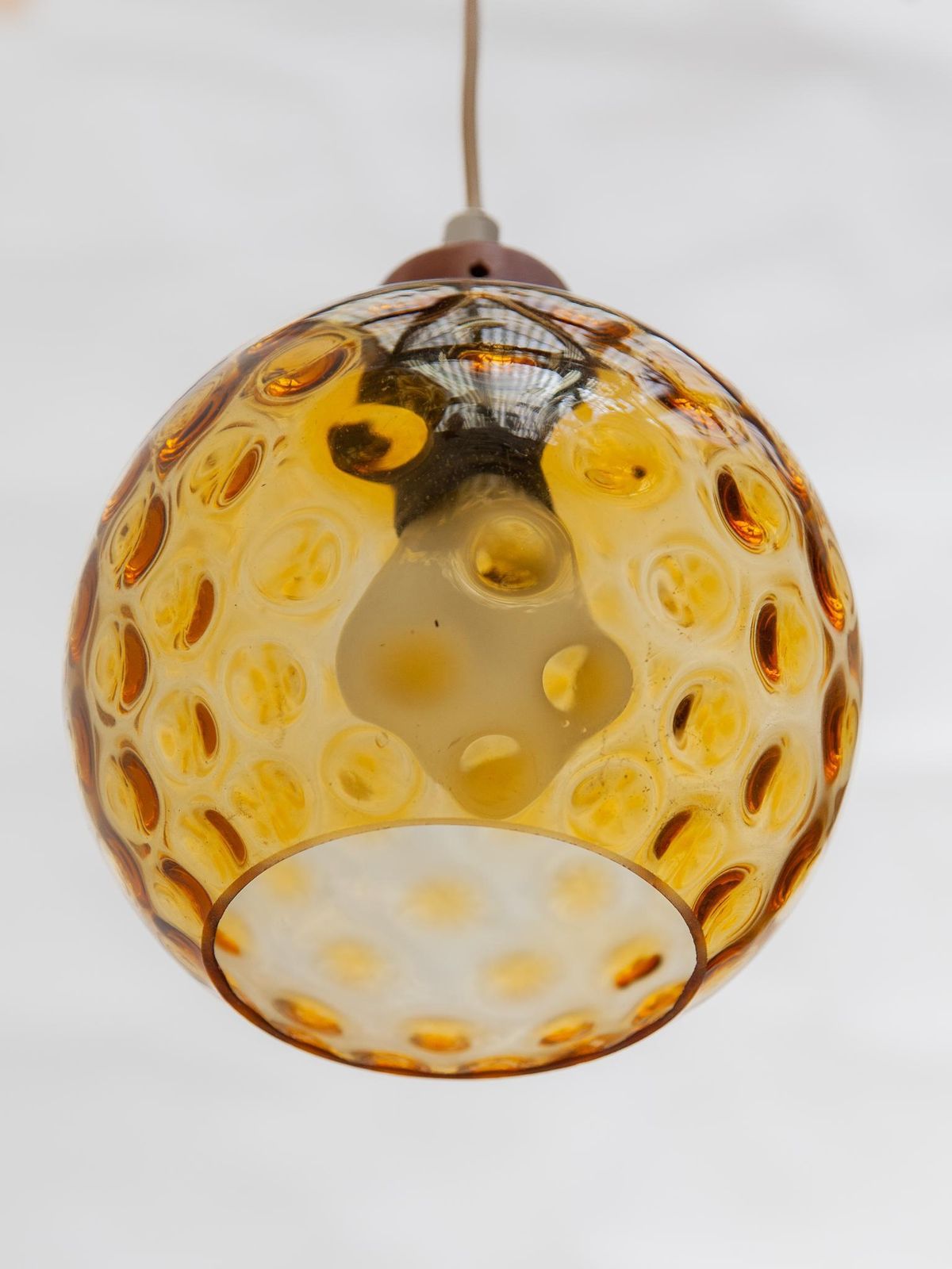 Teak And Amber Glass Bowls Cascade Chandelier Made In Denmark 1950s photo furniture