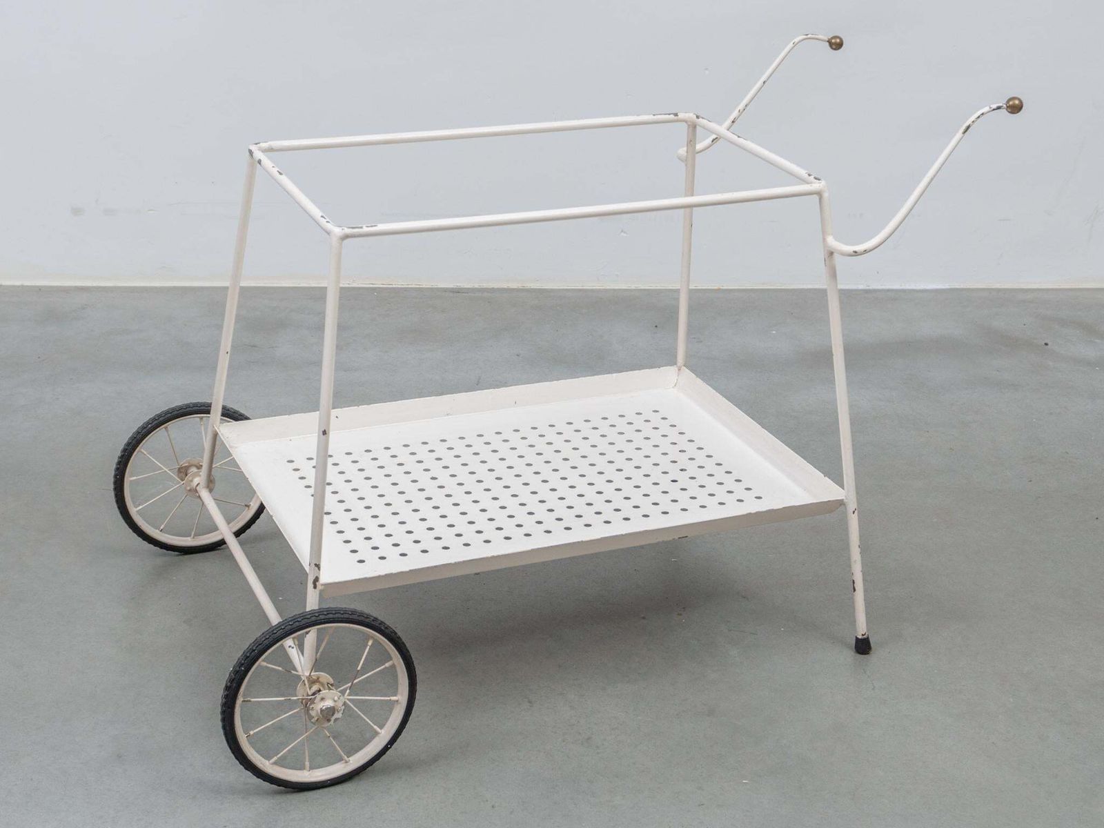 Outdoor Serve Table With Sheet Metal Perforated Rectangular Tray, 1950s photo for sale