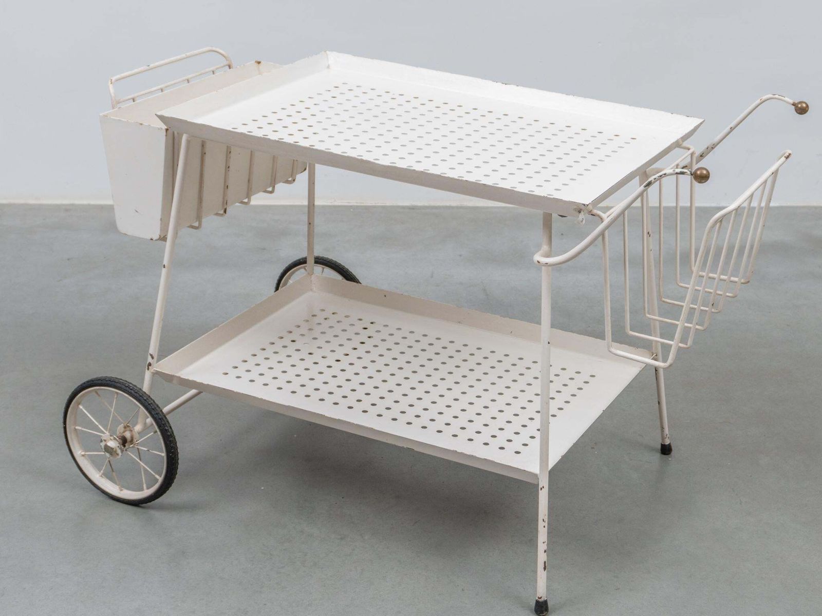 Outdoor Serve Table With Sheet Metal Perforated Rectangular Tray, 1950s photo buy