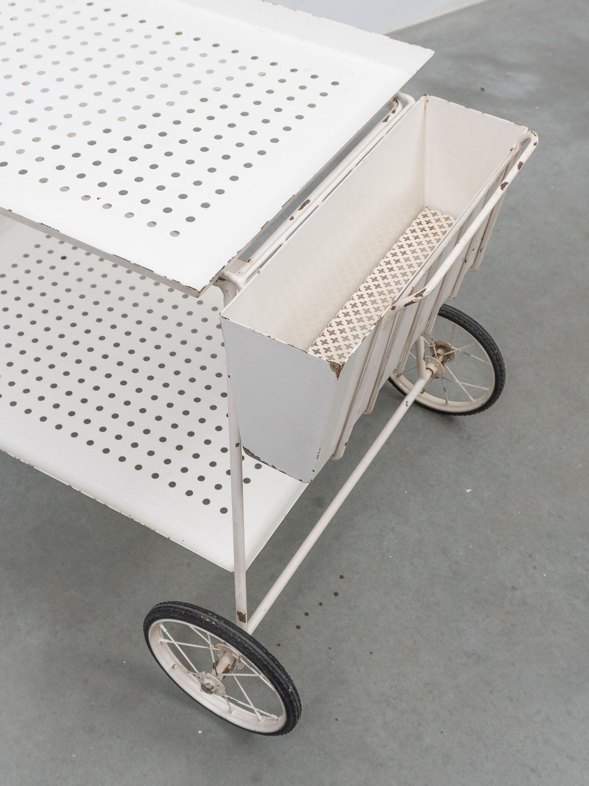 photo buy Outdoor Serve Table With Sheet Metal Perforated Rectangular Tray, 1950s
