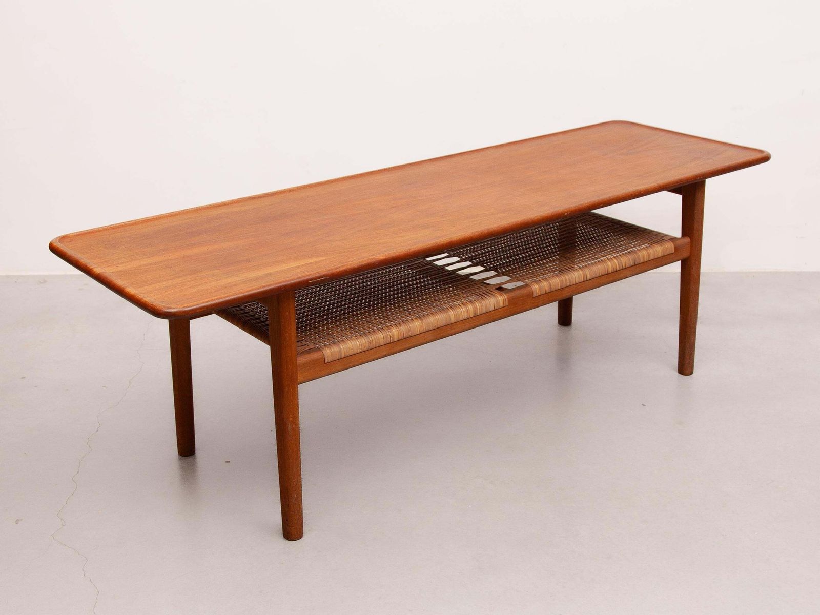 Hans Wegner Coffee Table Model 'At 10' Teak And Cane, Made In Denmark, 1950s photo Furniture