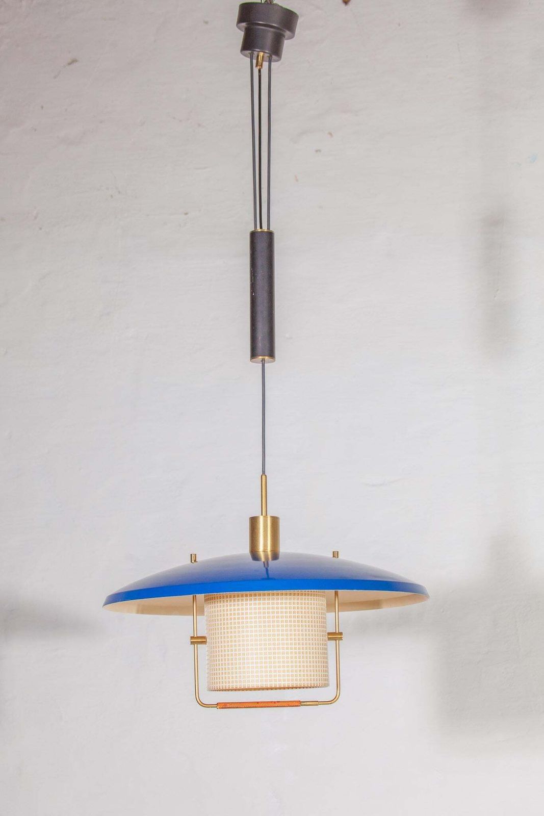 1950s Blue Counterweight Pendant By Gaetano Sciolari For Stilnovo photo Lighting