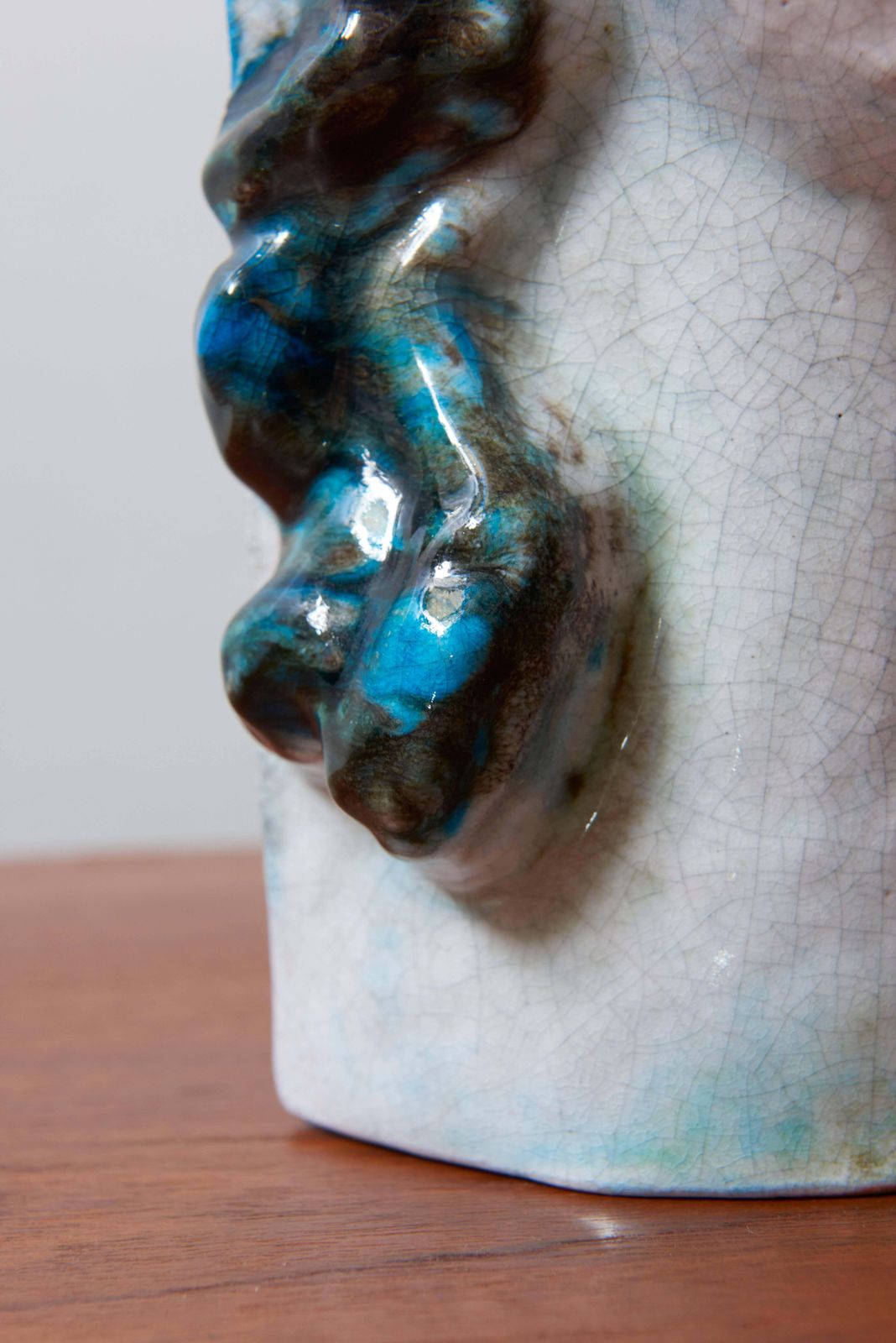 photo furniture Unique Ceramic Portret Buste, Girl With Blue Hair By Erwin Spuler 1930s, Germany