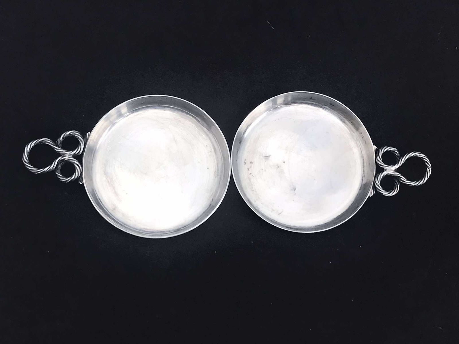 Christofle Set 2 Small Dishes/ Taste Wine, Coasters/ Individual Ashtrays Rare Silver Plated Table Decor Gift For Hostess Smoker Tobacciana