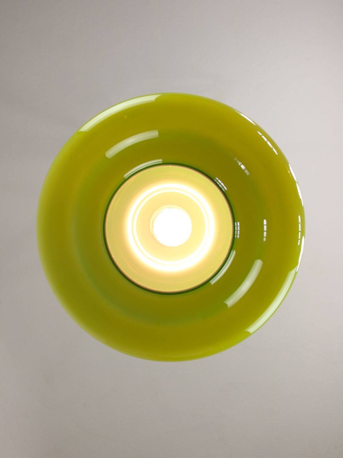 620.0 Mid Century Italian Green Glass And Brass Pendant Lamp photo