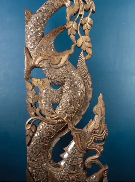 Large Carved And Gilded Pair Of Thai Temple Guardians photo buy