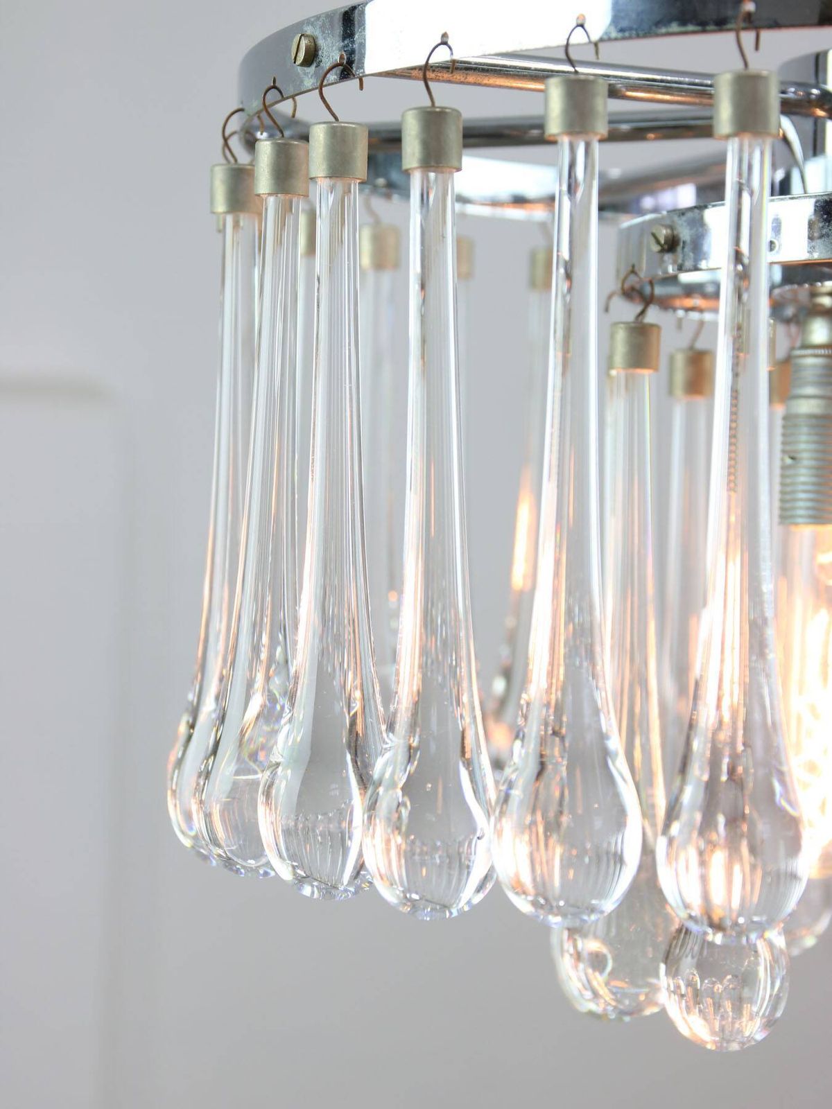 Mid Century Italian Crystal Teardrop Chandelier, 1960s photo vinterior