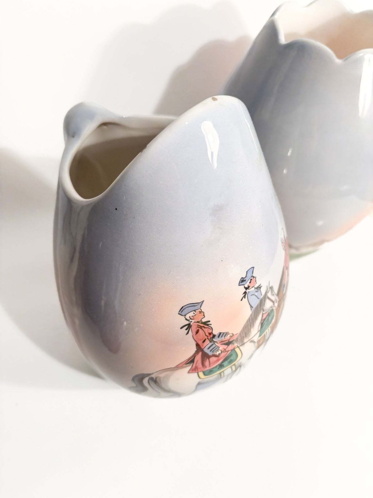 Pair Of Vases In Hand Painted Castelli Ceramics From The 1950s photo for sale