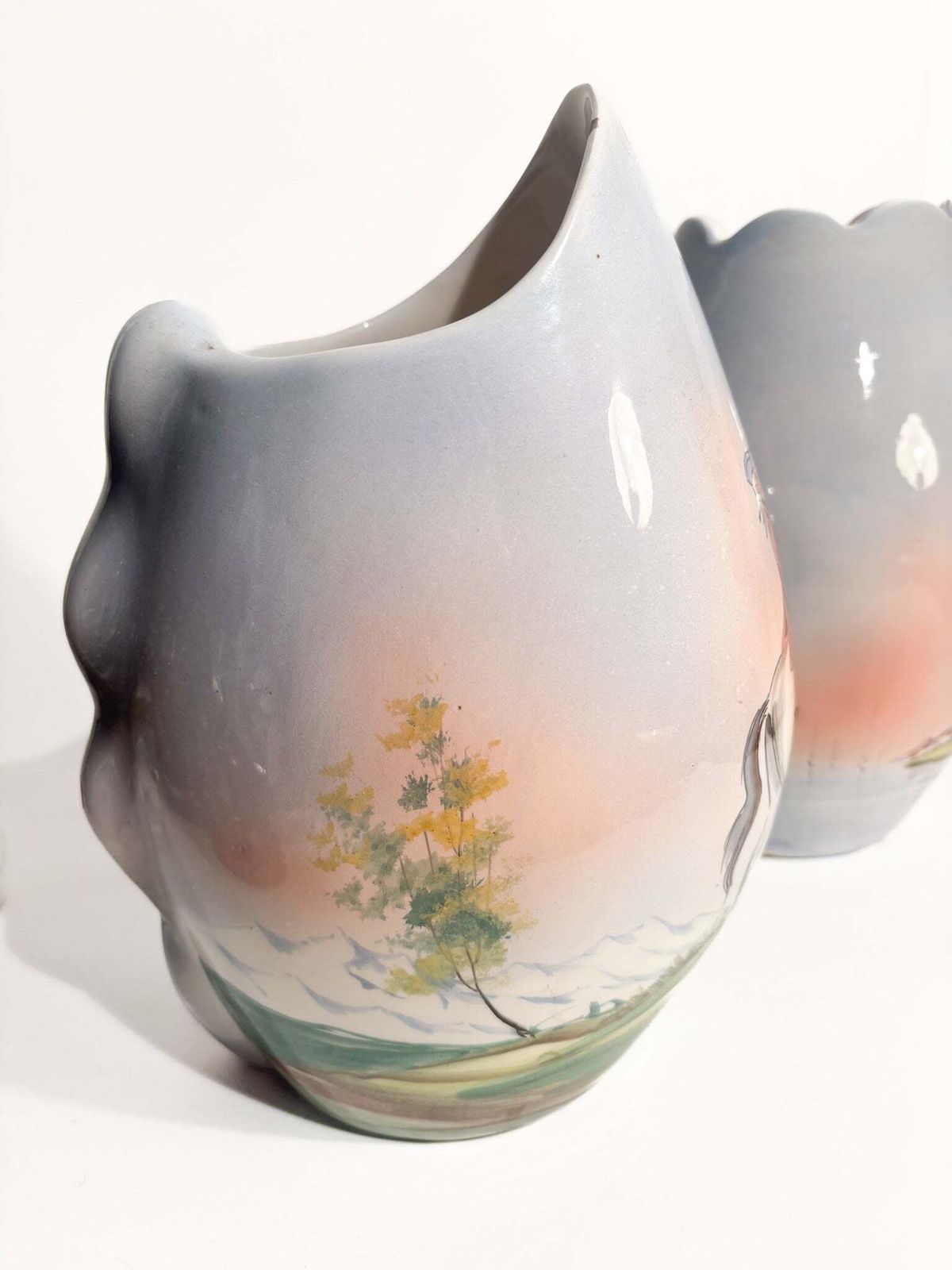 Pair Of Vases In Hand Painted Castelli Ceramics From The 1950s photo 302.0