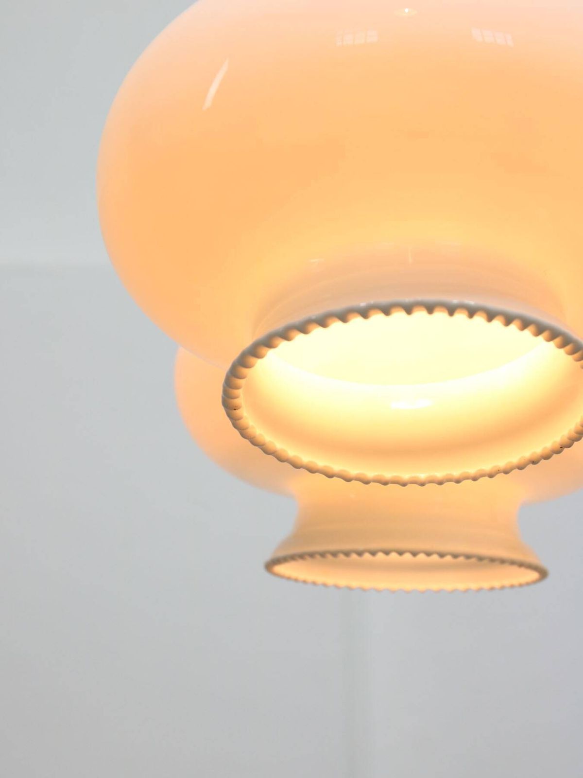 Mid Century Italian Opaline Glass & Brass Pendant Lamp, Set Of 3 photo Lighting