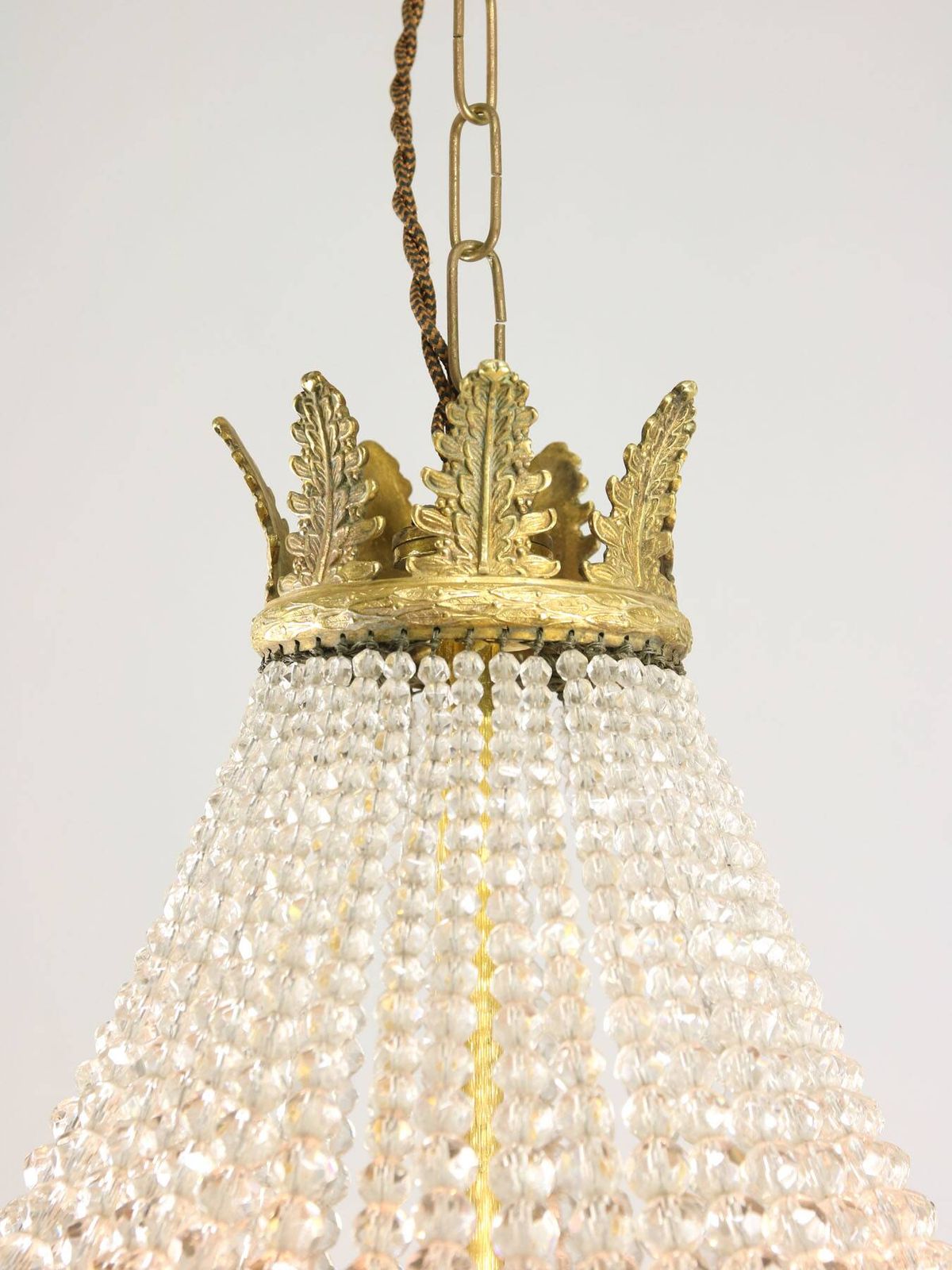 Page 1 Of 18 Empire Crystal And Brass Chandelier, 1940s photo vintage