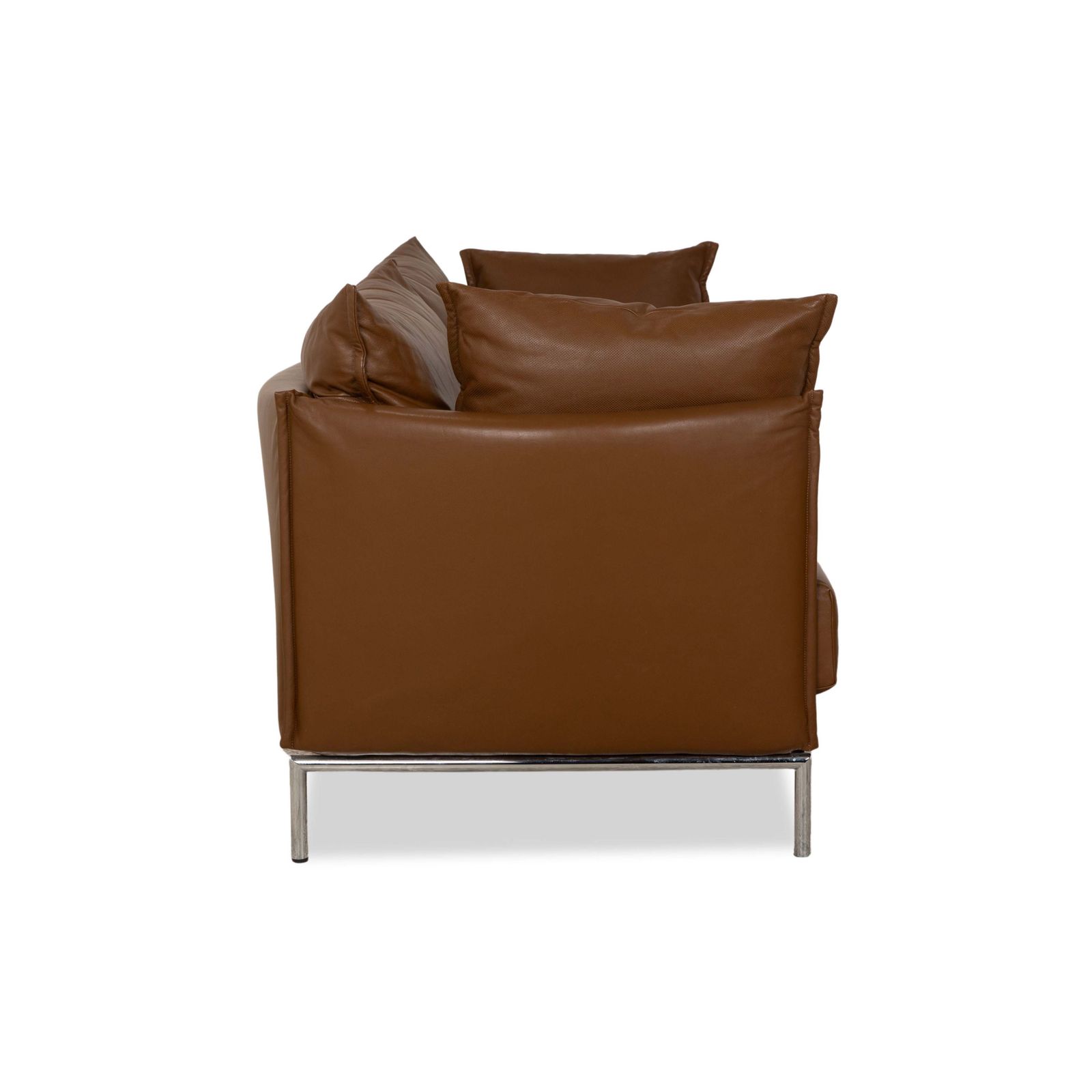photo furniture Canapé Moroso Gentry 3 places en cuir brun châtaigne