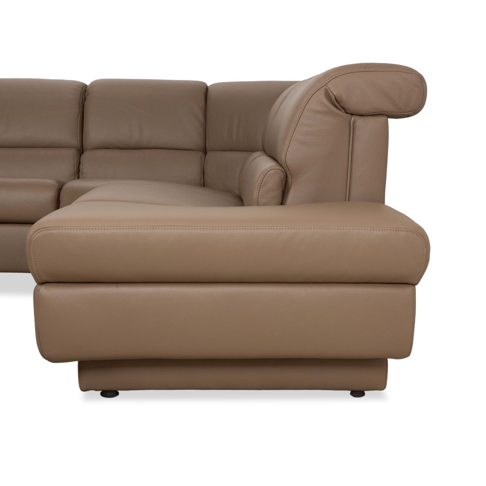 Mobilier Canapé d'angle Himolla 1301 en cuir beige taupe, récamière droite, fonctions électrique et manuelle photo