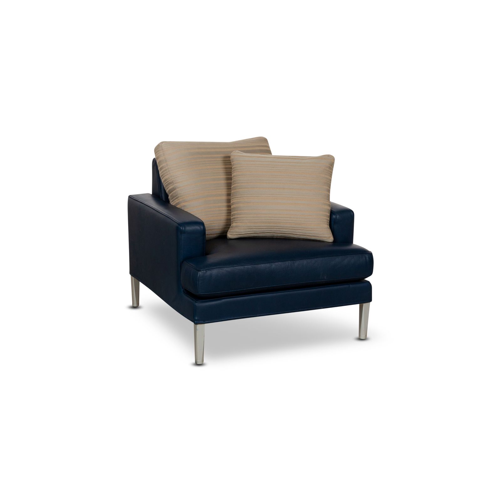 Fauteuil Fsm Clarus en cuir bleu et marron photo for sale