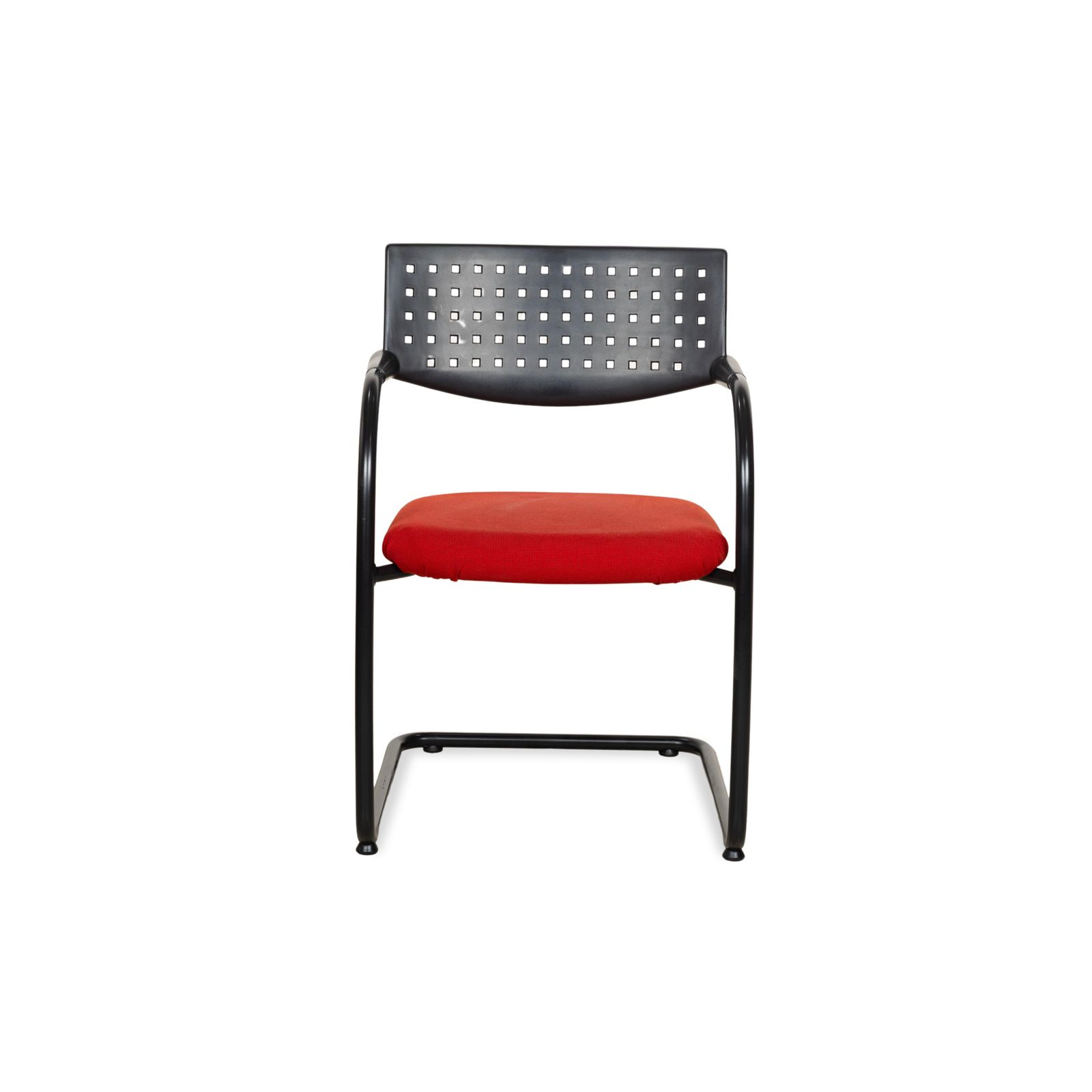 Furniture Set Of 8 Vitra Visavis Fabric Chairs Red Black photo
