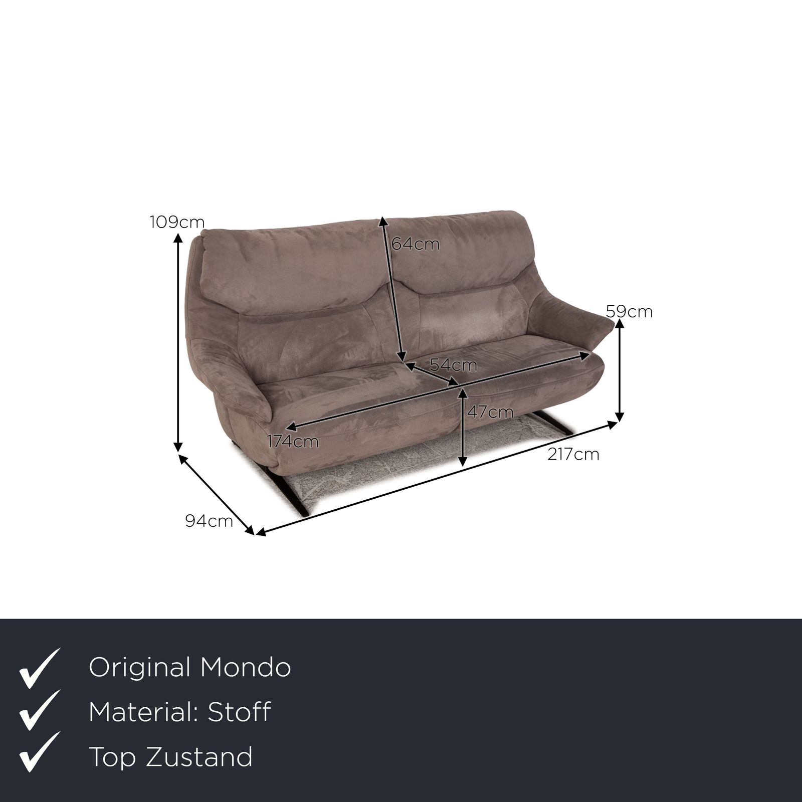 Canapé 2 places Mondo Malu en tissu gris taupe photo furniture