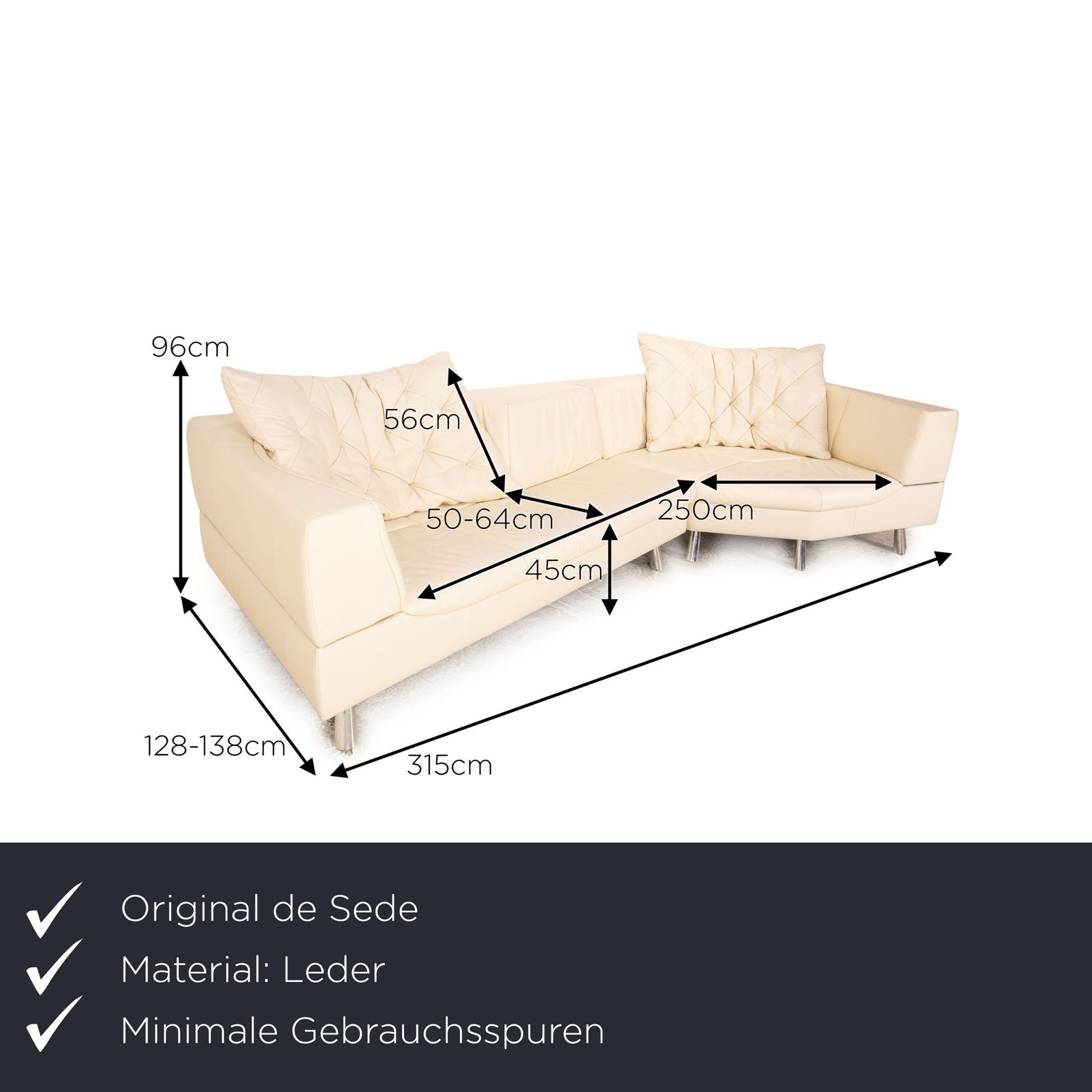 Canapé d'angle De Sede DS 104 en cuir crème photo furniture