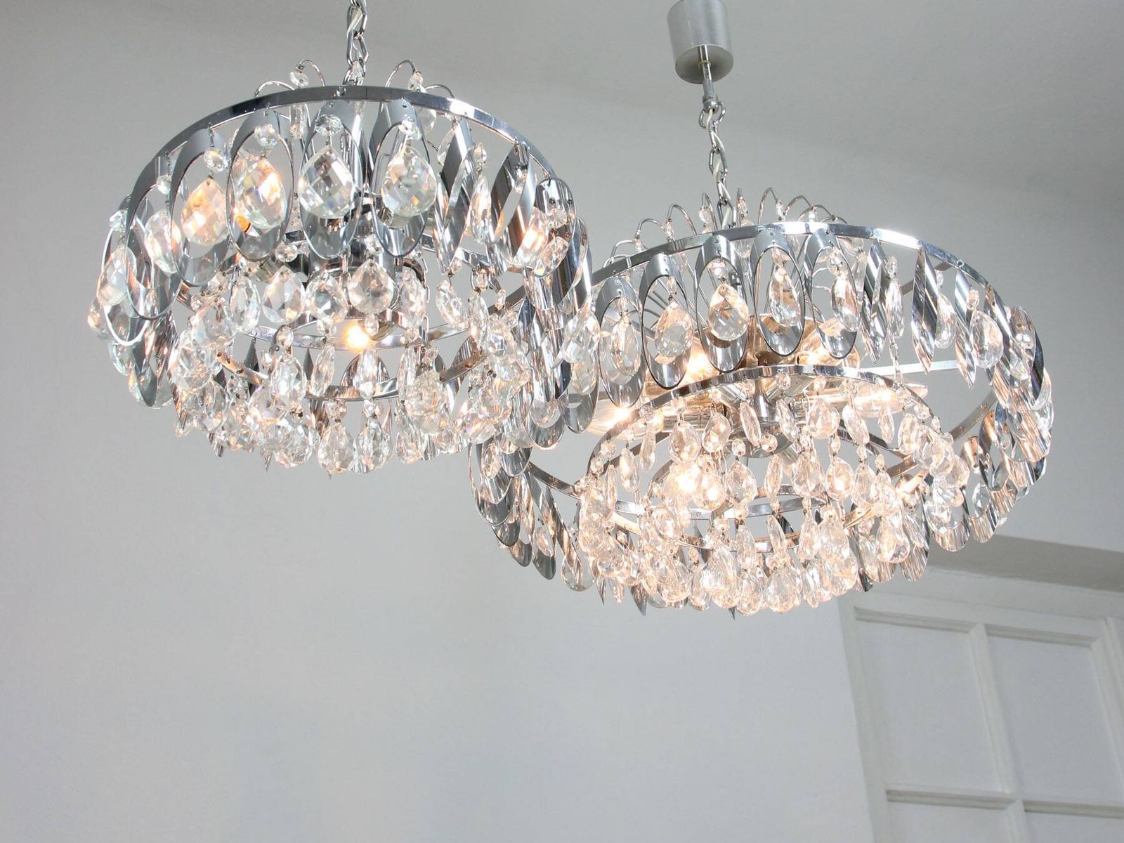 Page 1 Of 21 Pair Of Vintage Viennese Crystal Chandeliers, 1970s photo for sale