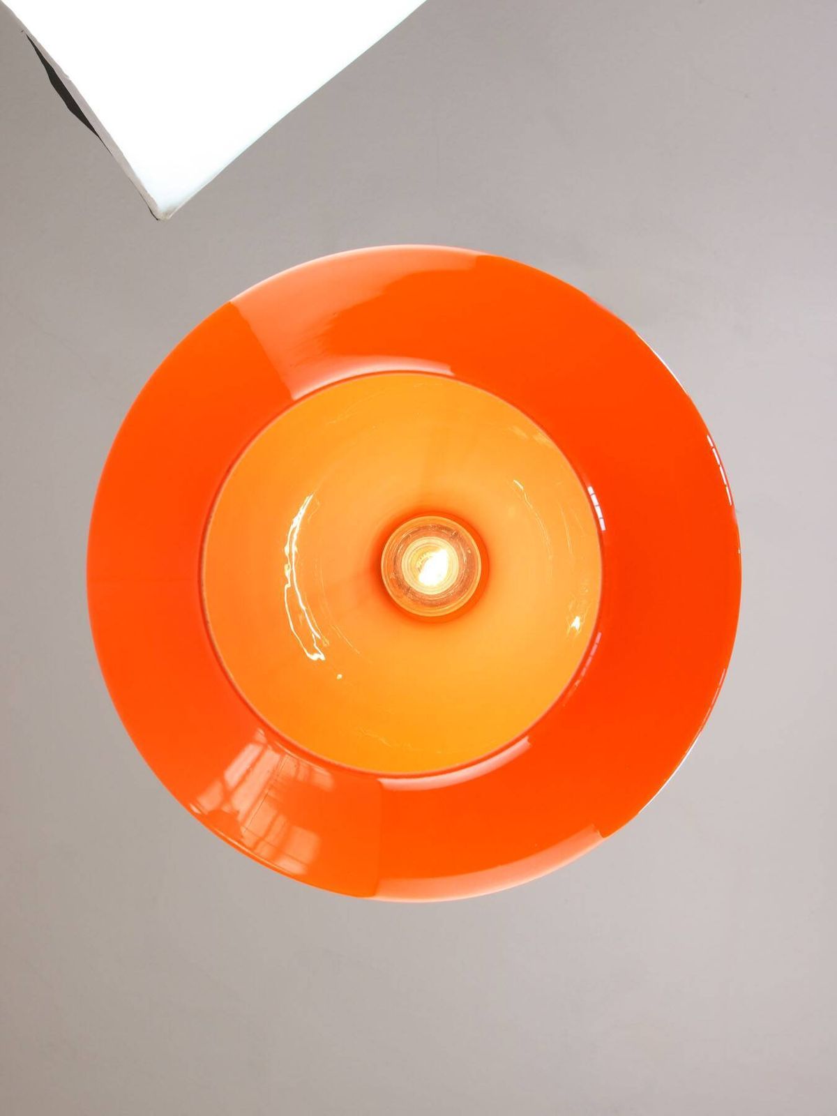 photo furniture Mid Century Italian Orange Glass And Brass Pendant Lamp