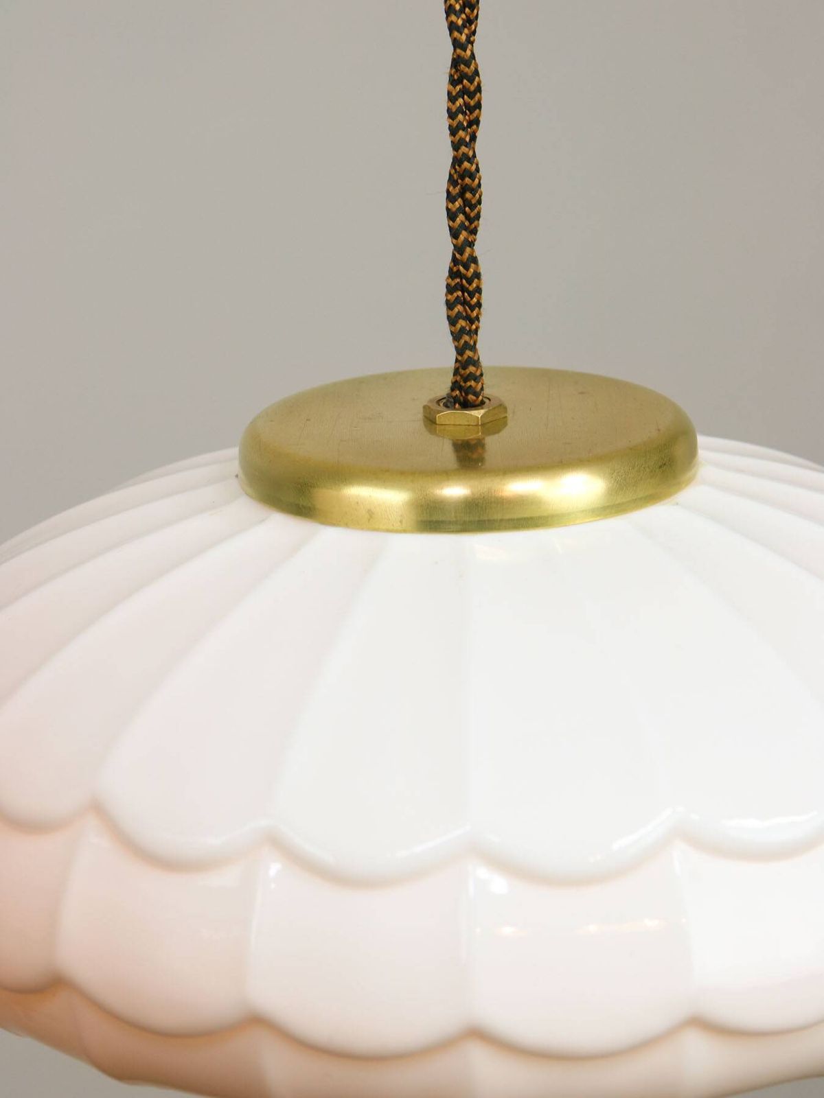 Mid Century Italian Ceramic And Brass Pendant Lamps Set Of 2 photo 619.0