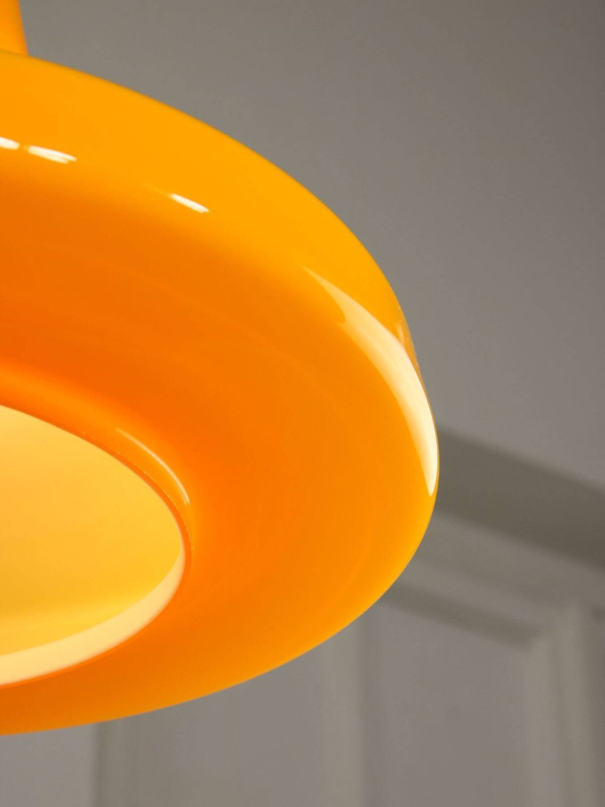 Mid Century Italian Yellow Glass And Brass Pendant Lamp photo vinterior