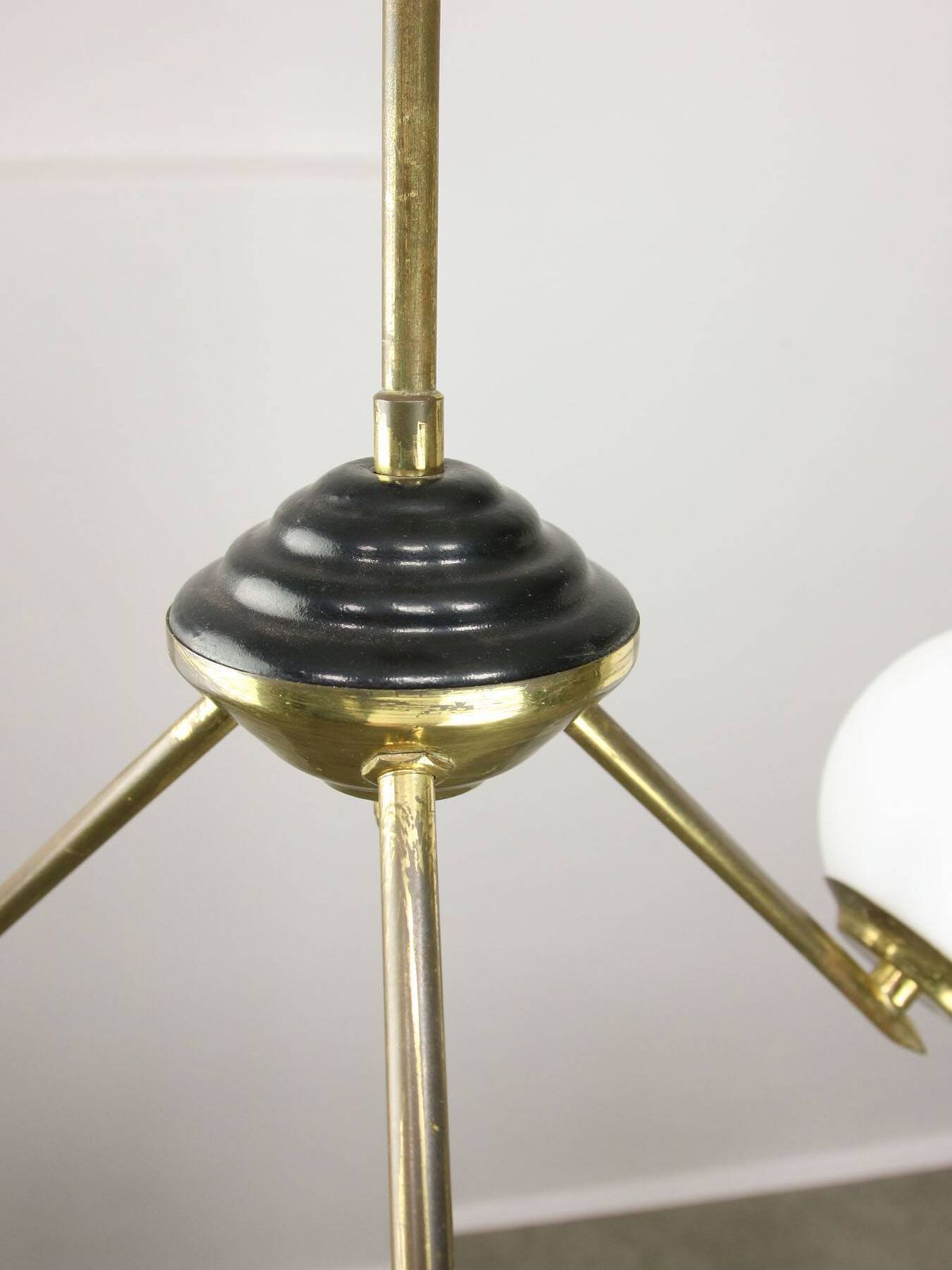 Art Deco Italian Brass And Opaline Chandelier photo Lighting