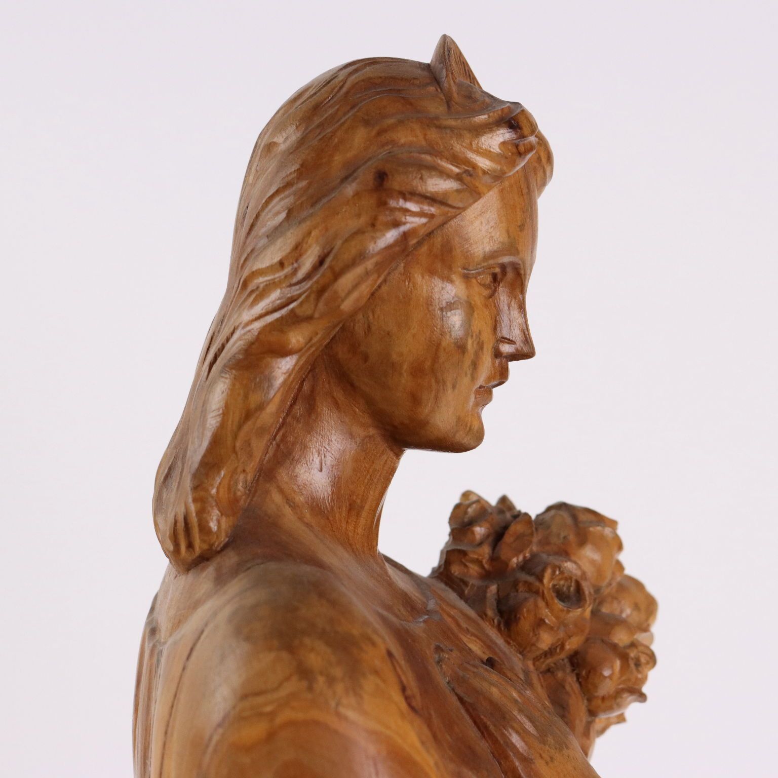 photo furniture Antique Sculpture Olive Wood Italy XX Century