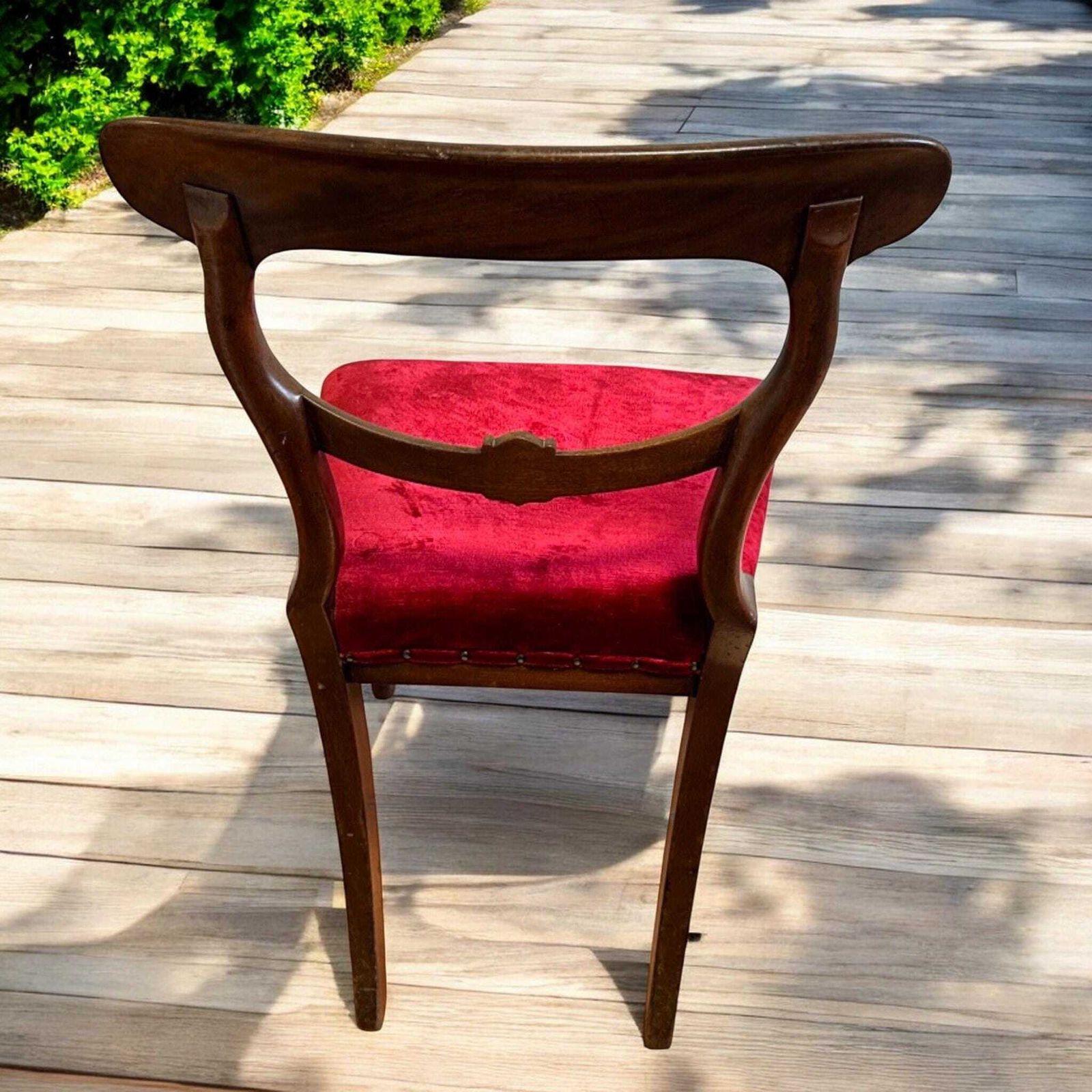 Antique Victorian Balloon Back Dining Chair With Red Upholstery Bedroom Chair photo for sale