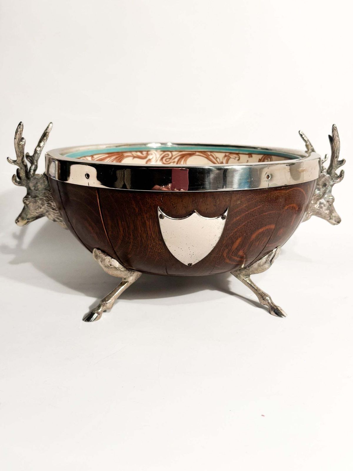 English Spumantiera In Wood Ceramic And Metal With Deer 1930s