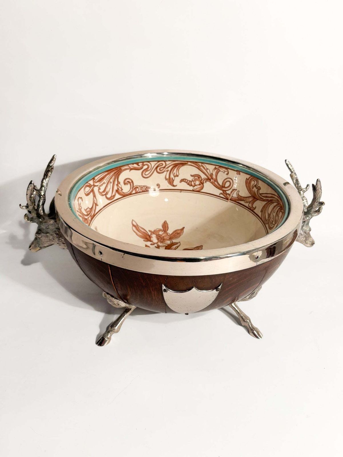 English Spumantiera In Wood Ceramic And Metal With Deer 1930s photo furniture
