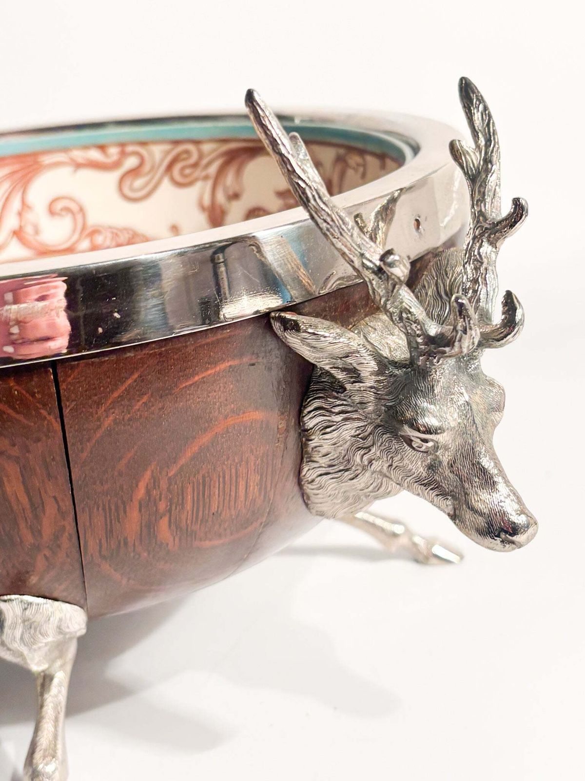 photo furniture English Spumantiera In Wood Ceramic And Metal With Deer 1930s