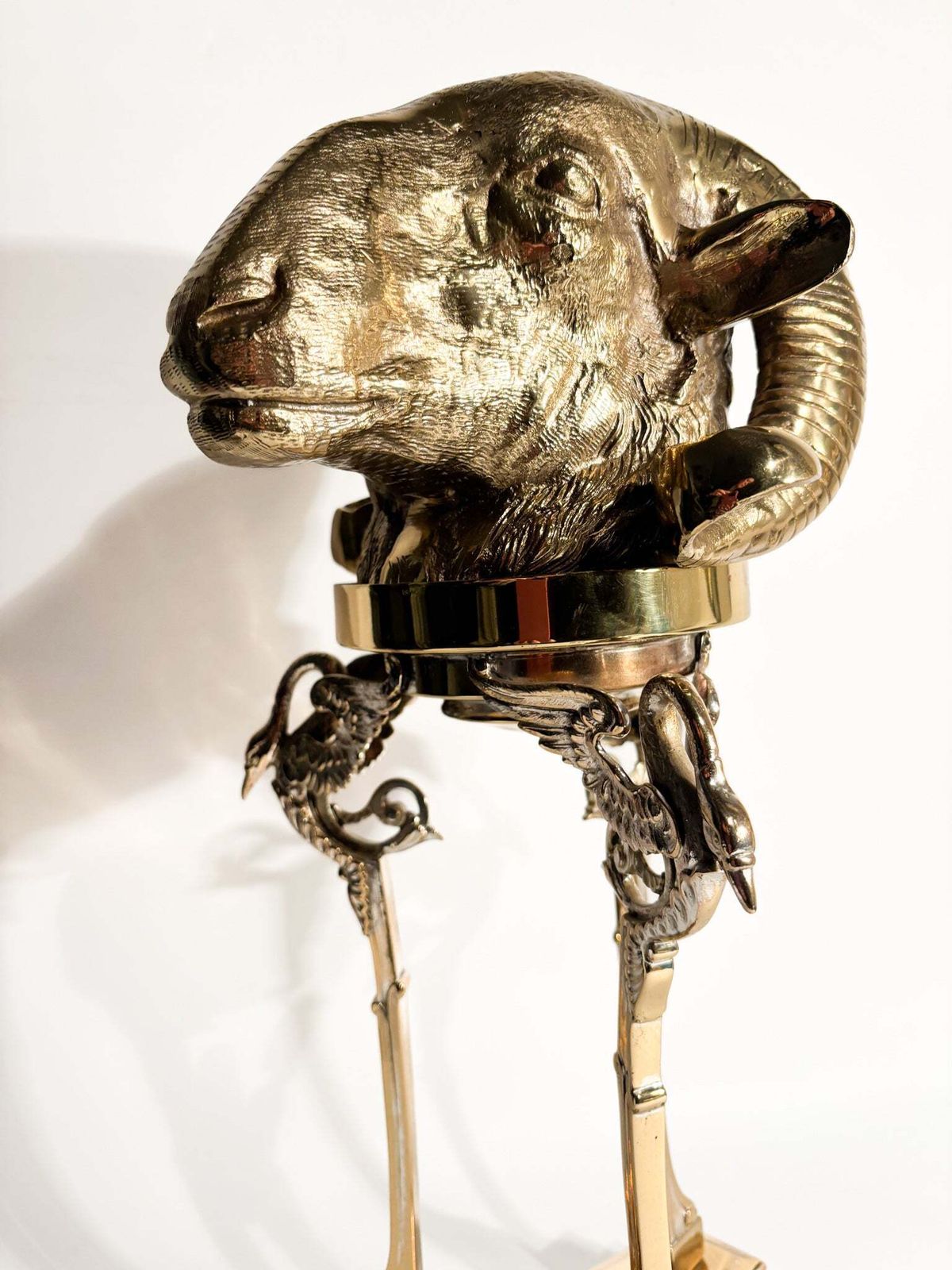 Sculpture With Golden Bronze Base Of Ram's Head 1970s photo buy