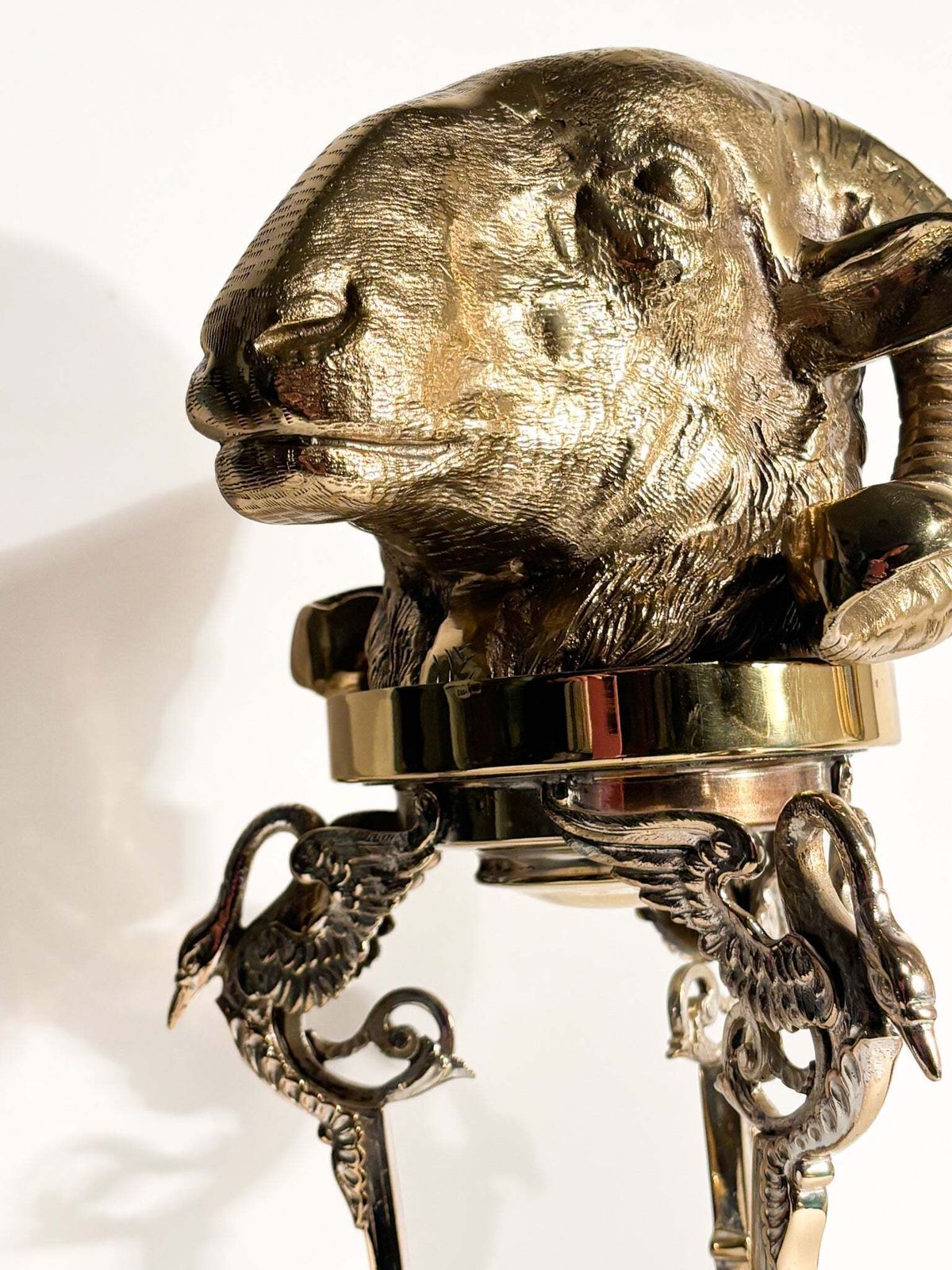 photo furniture Sculpture With Golden Bronze Base Of Ram's Head 1970s