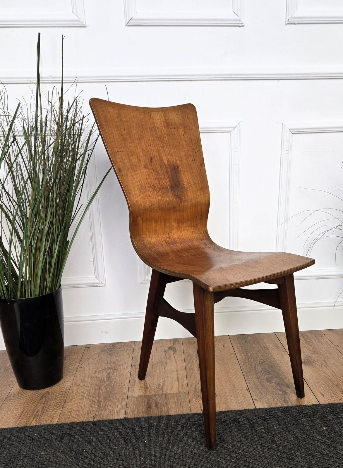 Mid Century Modern Italian Walnut Wood Side Lounge Chair photo Furniture