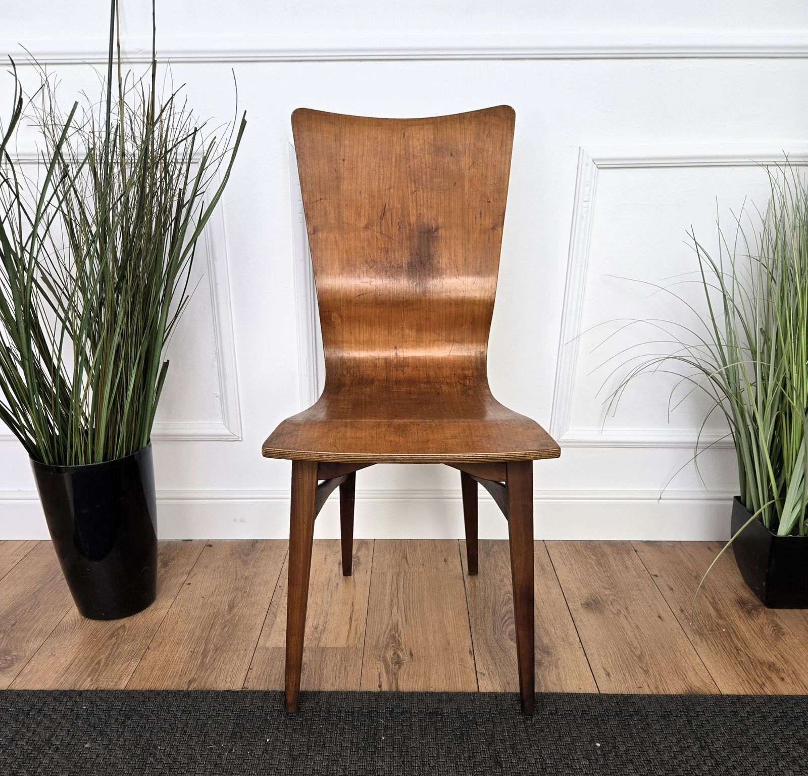 Mid Century Modern Italian Walnut Wood Side Lounge Chair photo vinterior