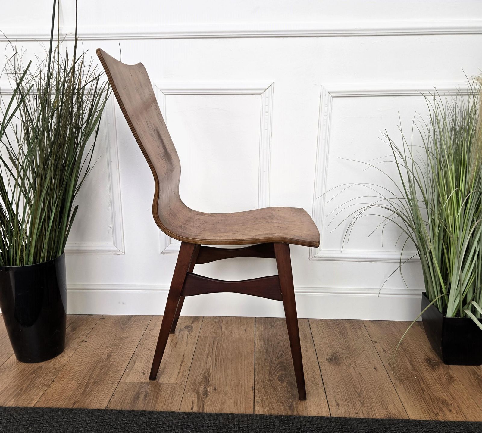 Mid Century Modern Italian Walnut Wood Side Lounge Chair photo buy