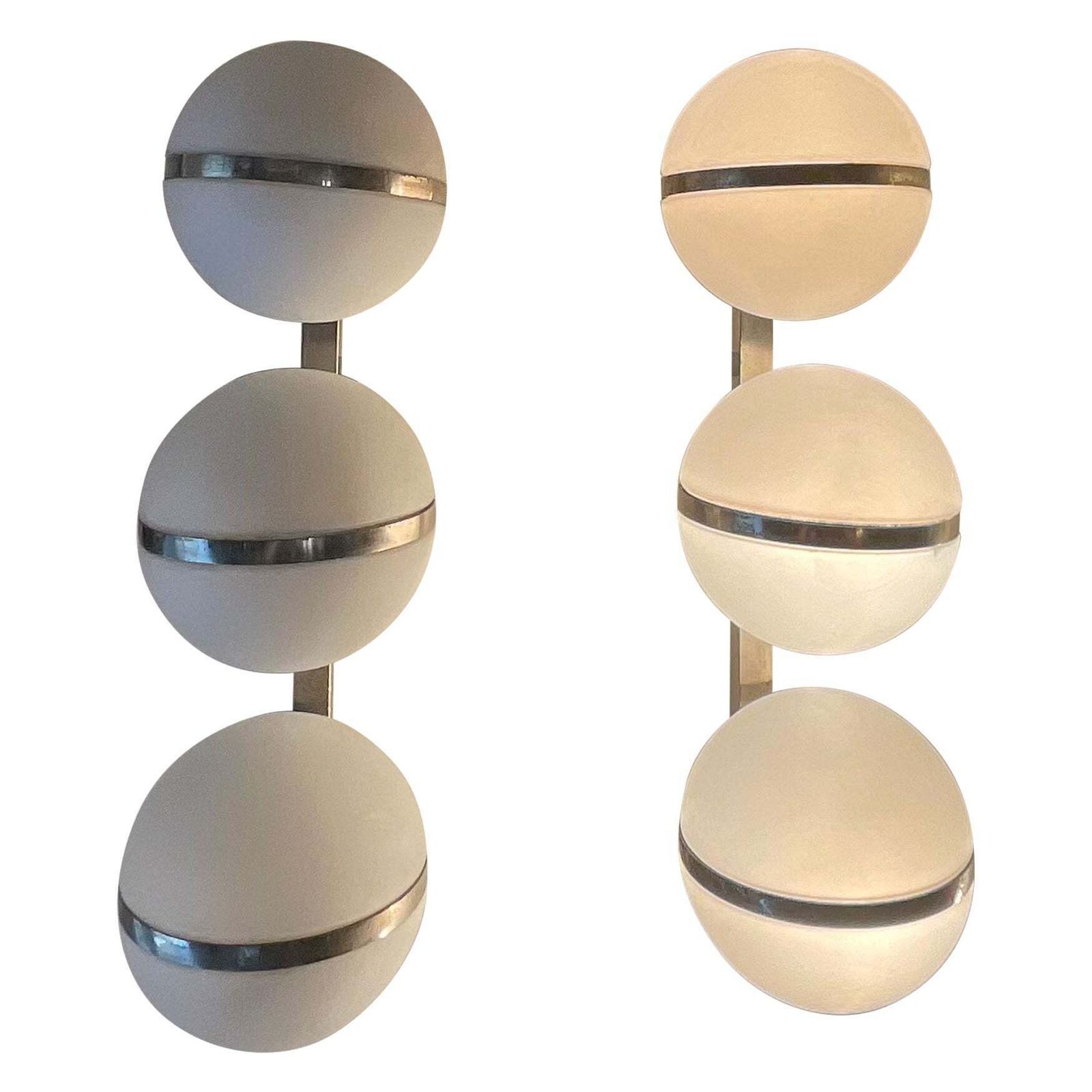 Stilnovo   Pair Of 3 Light Apliques   Made In Italy   1950s