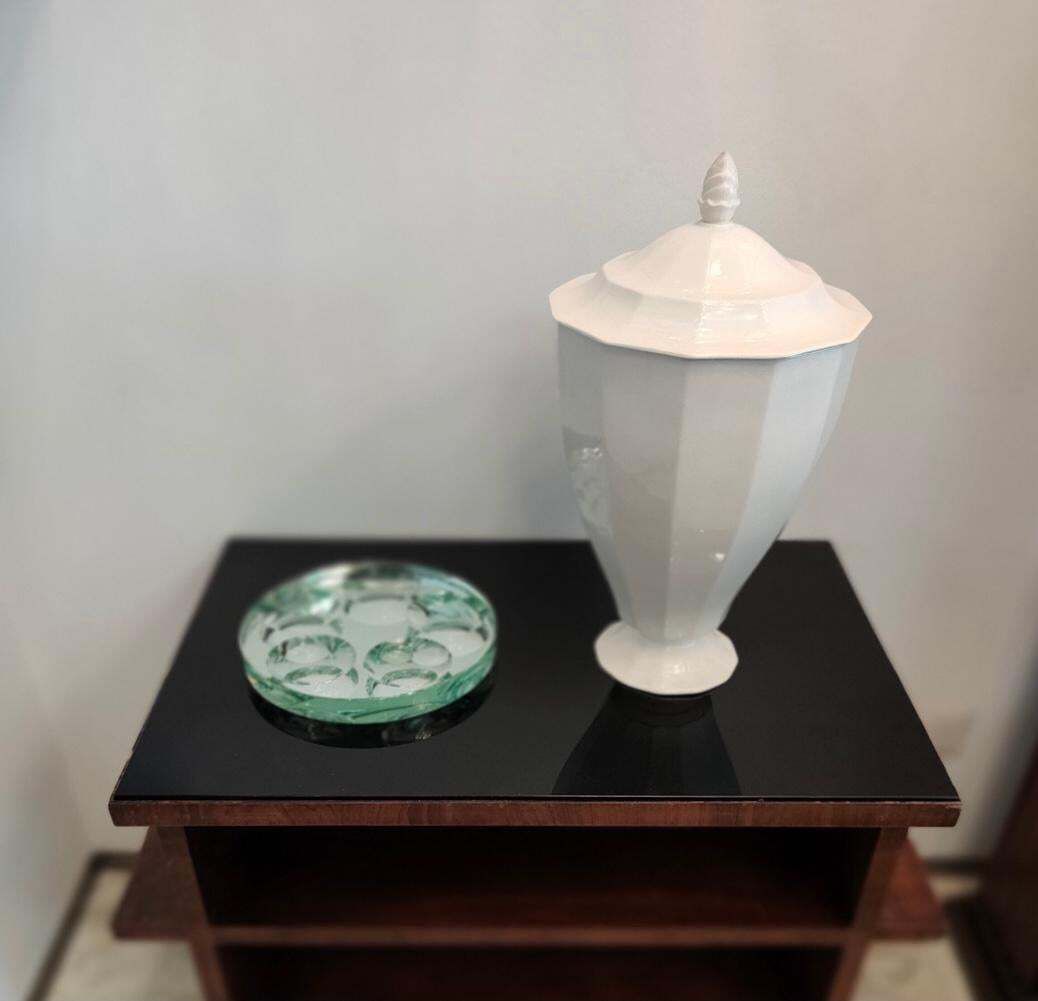 Osvaldo Borsani Coffee Table Black Opal Glass Wood 1930 Italy photo buy