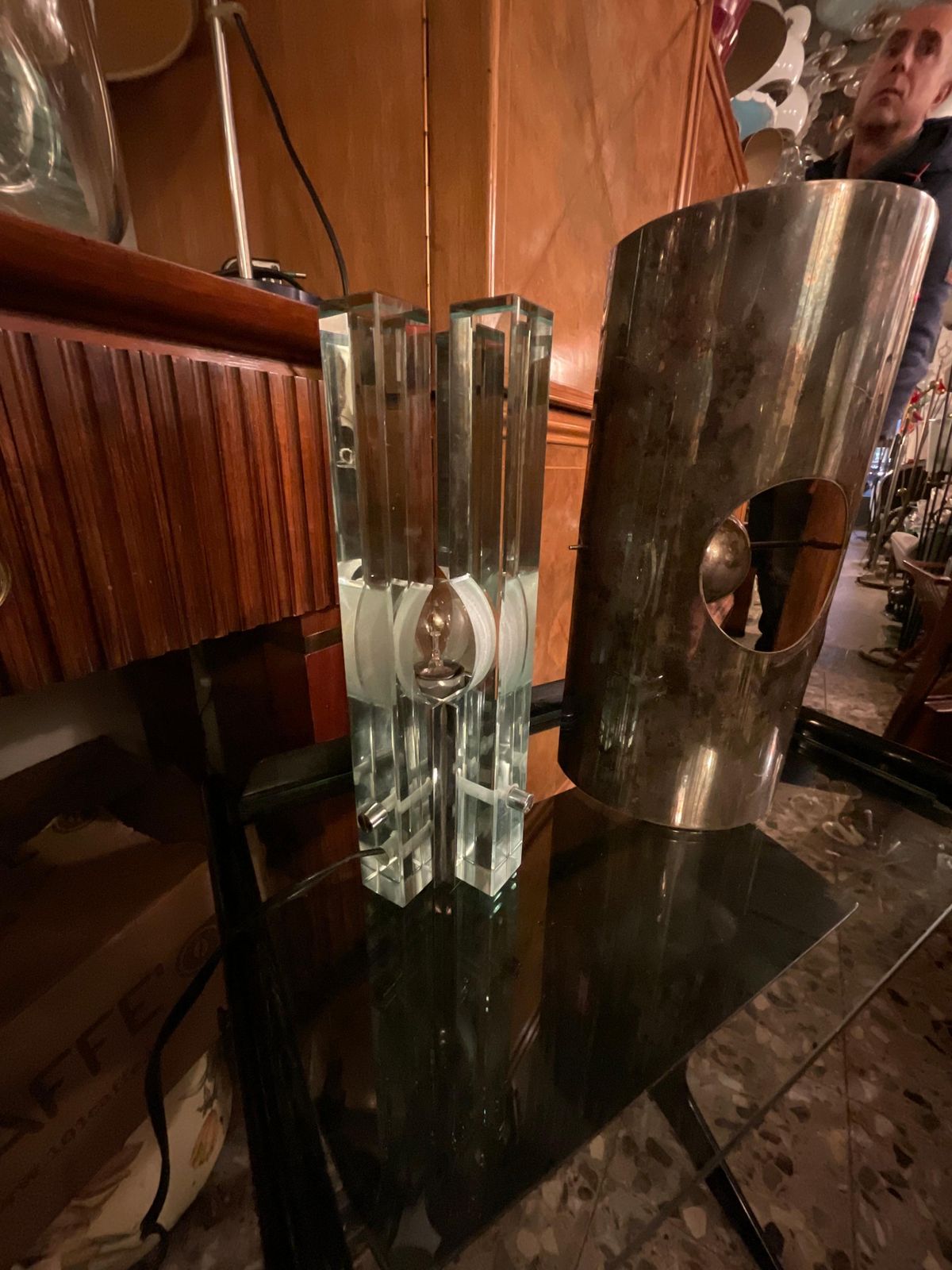 photo vinterior Gallotti & Radice   Glass And Steel Lamp   Italy 1960
