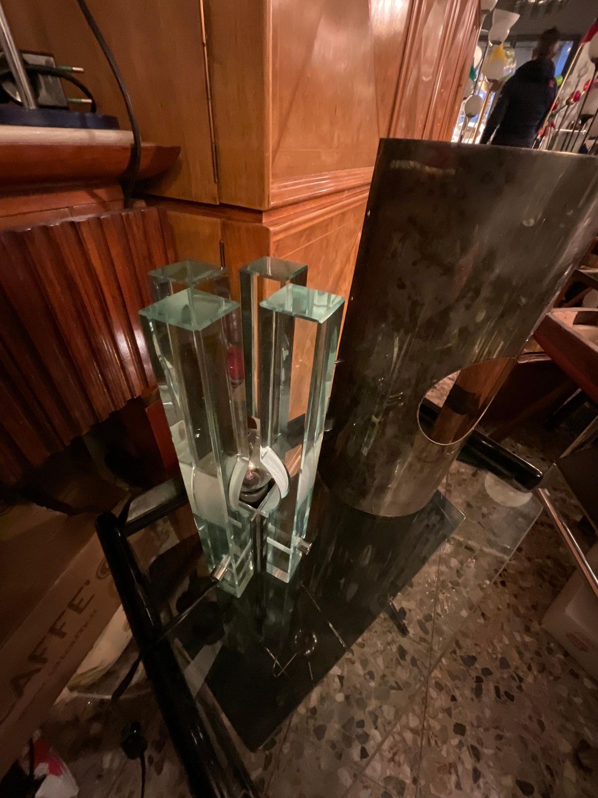 photo buy Gallotti & Radice   Glass And Steel Lamp   Italy 1960